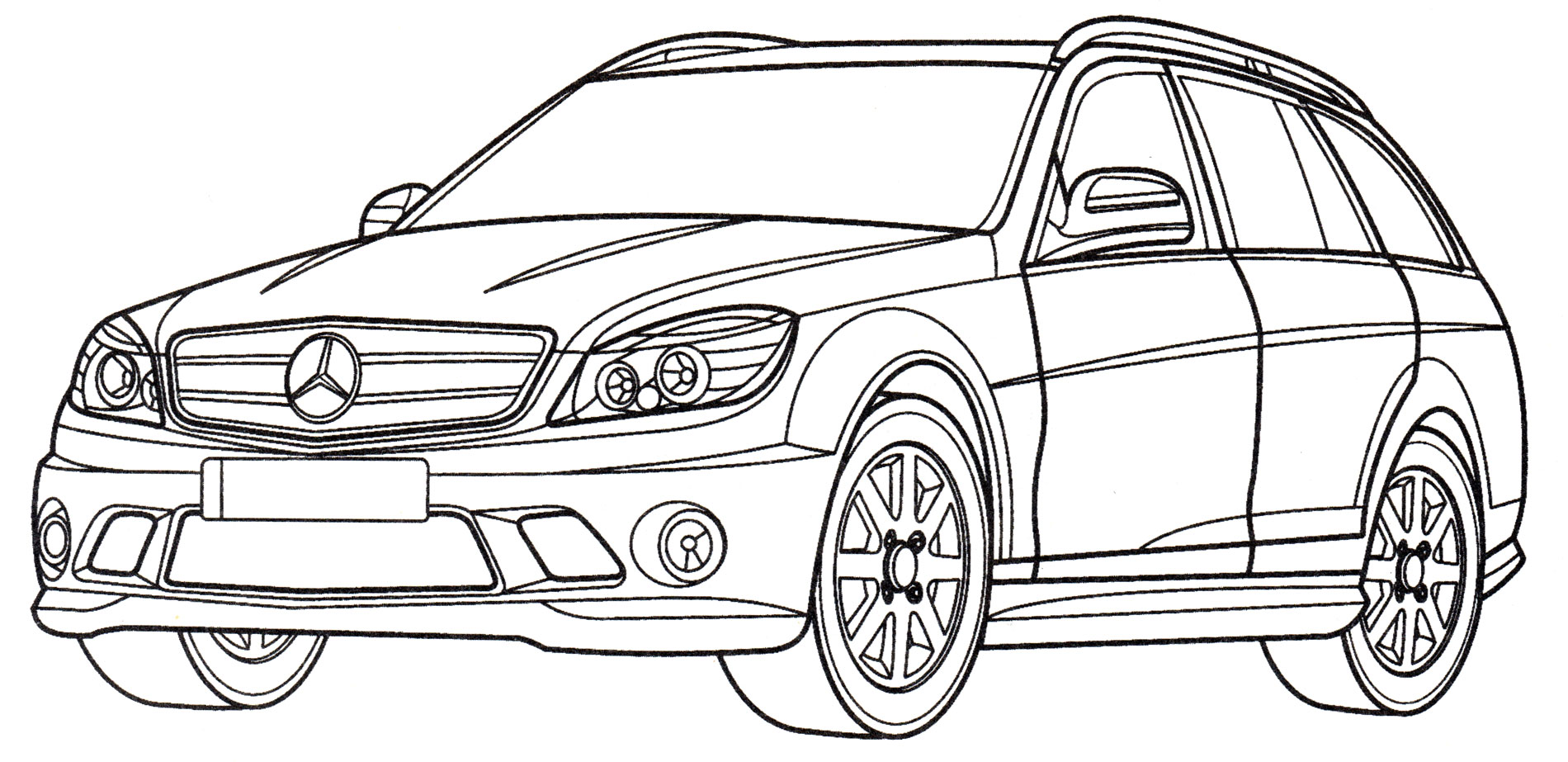 Раскраска Mercedes C63 AMG