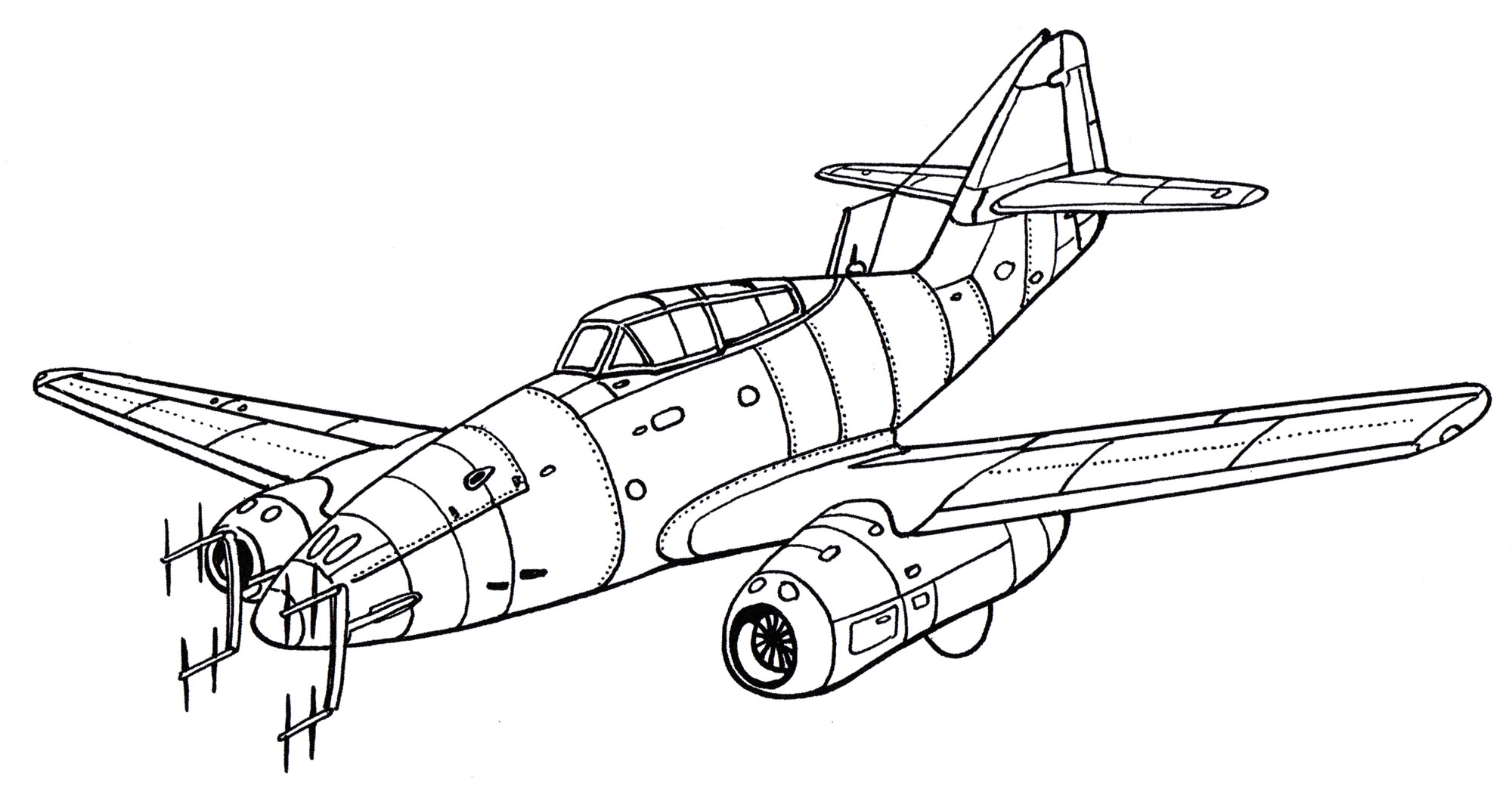Раскраска Messerschmitt Me 262