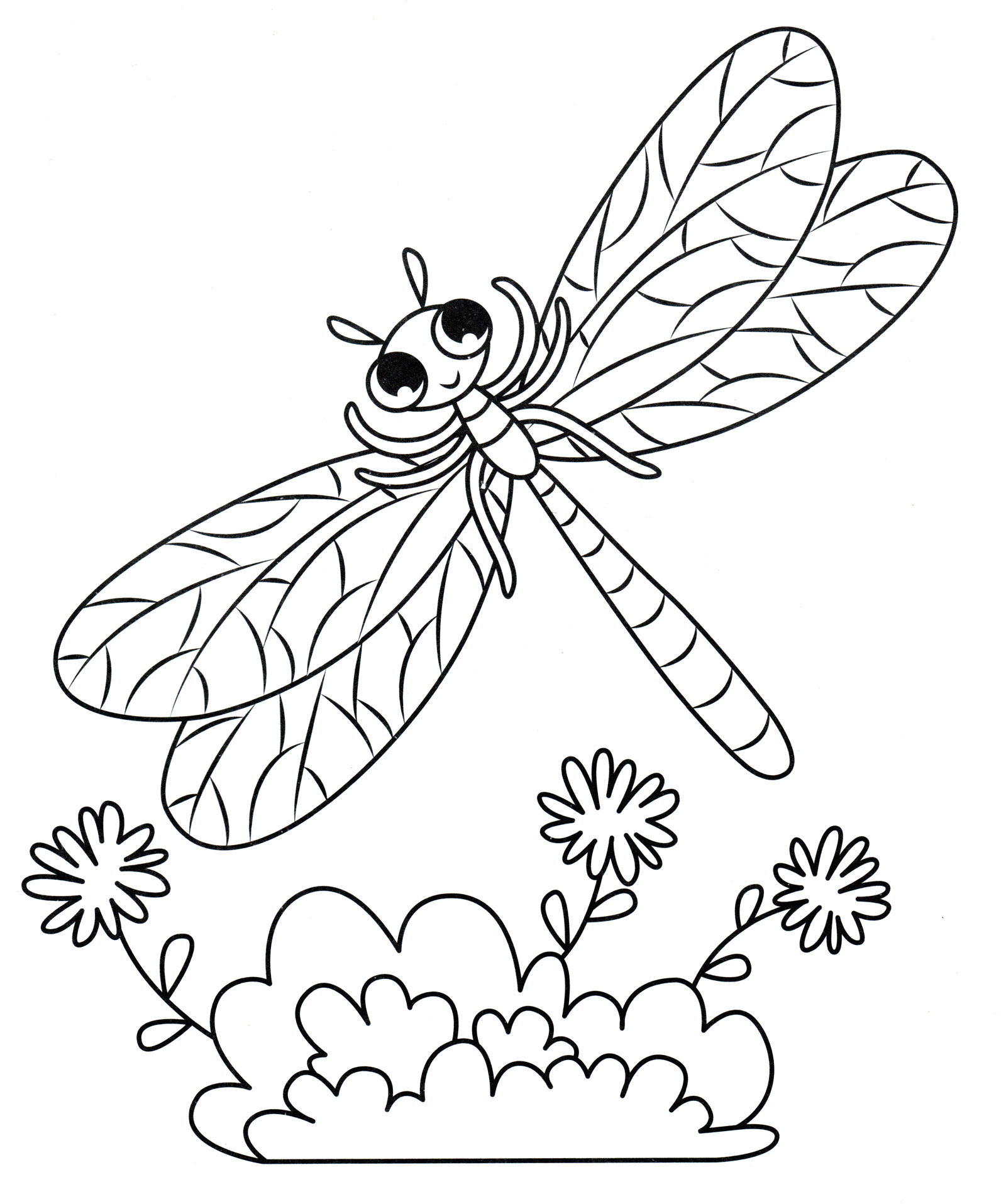 Раскраска Милая стрекоза