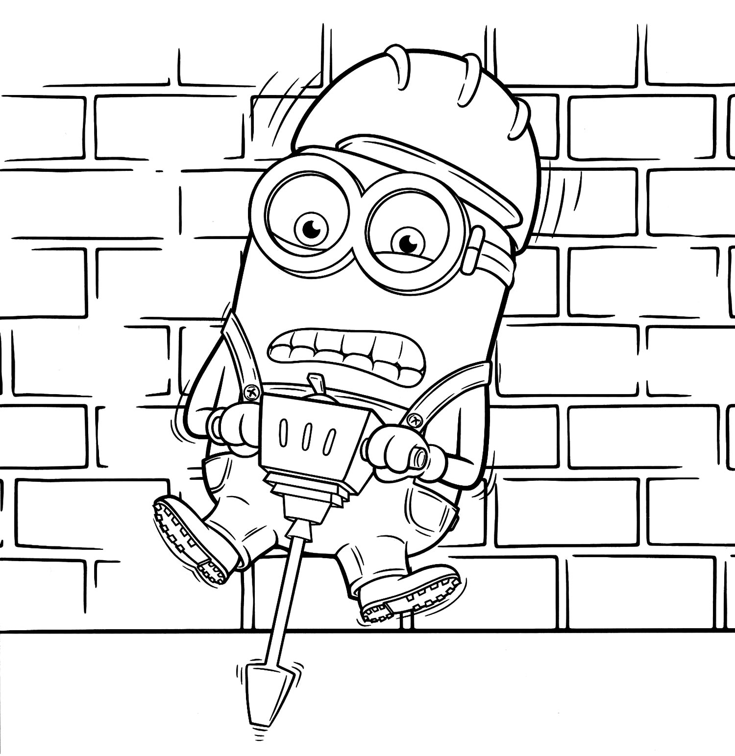 Раскраска Миньон-строитель