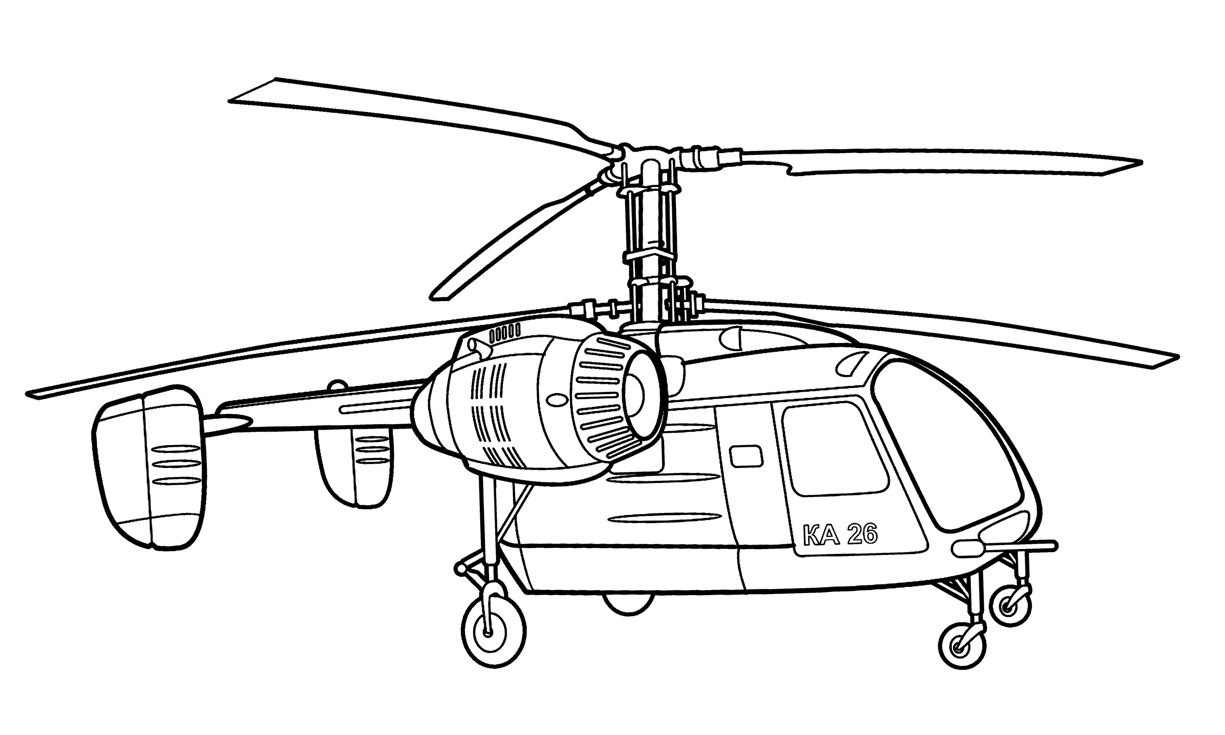 Раскраска Многоцелевой вертолёт Ка-26