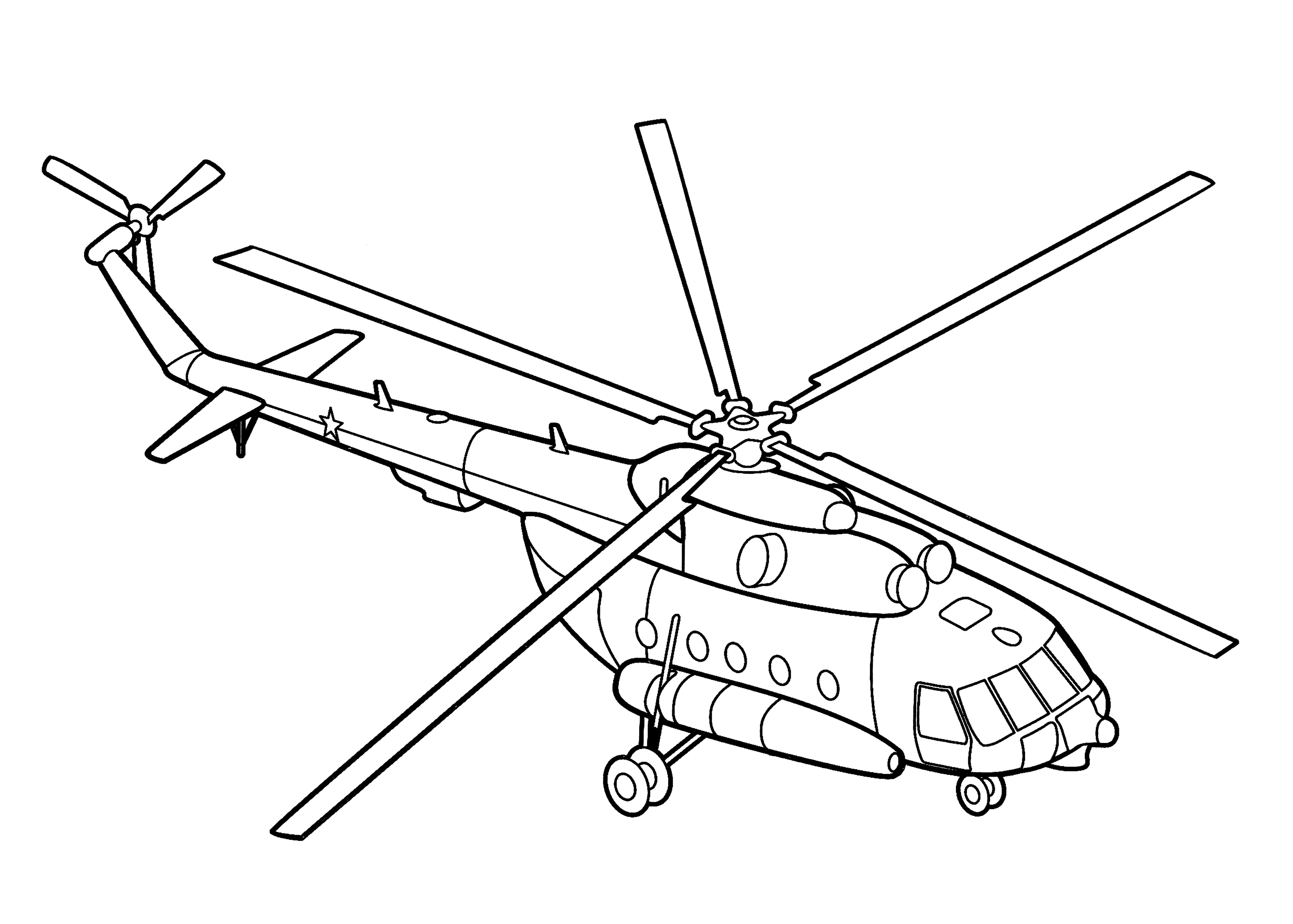 Раскраска Многоцелевой вертолёт Ми-8
