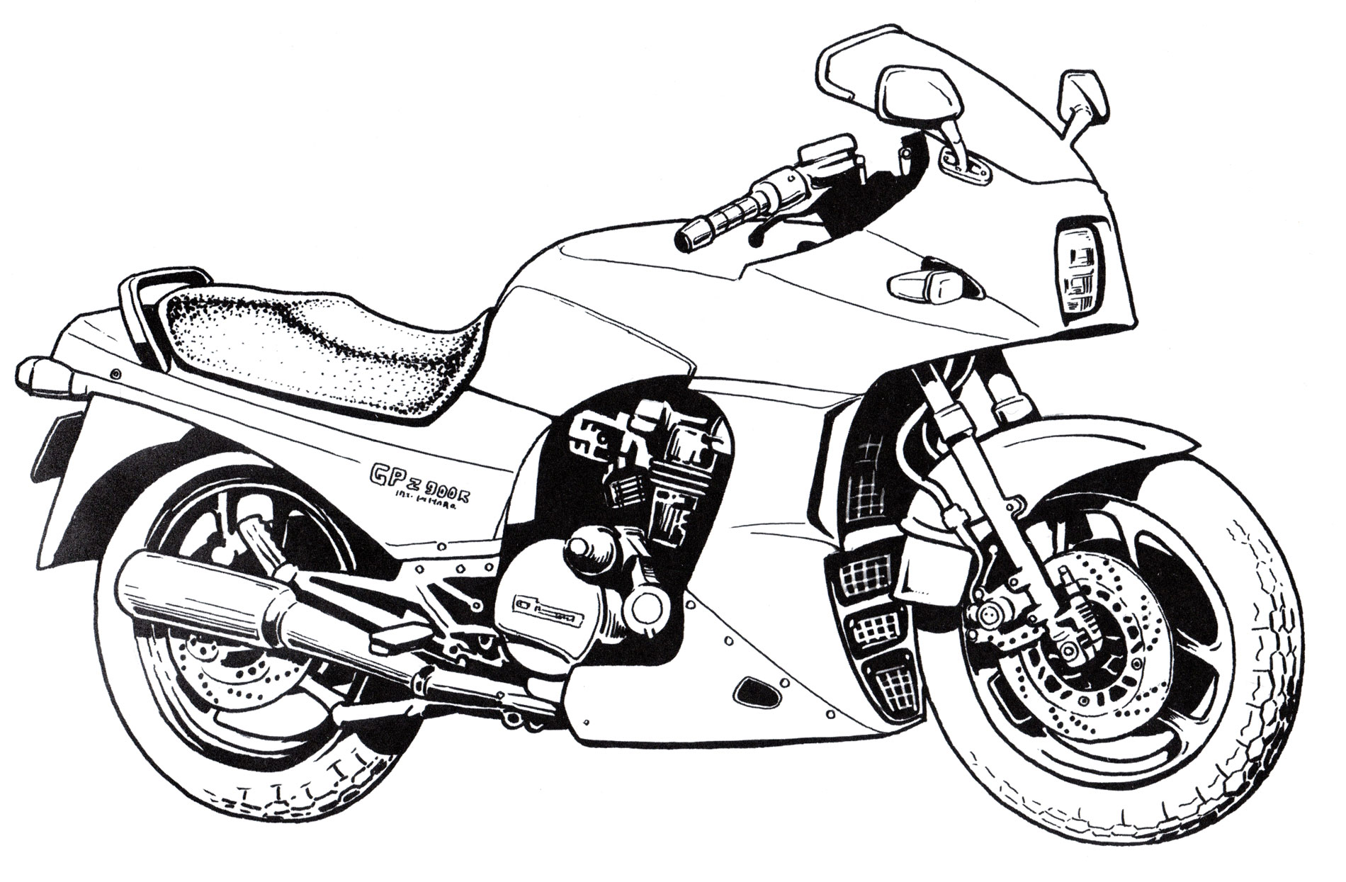 Раскраска Мотоцикл Kawasaki