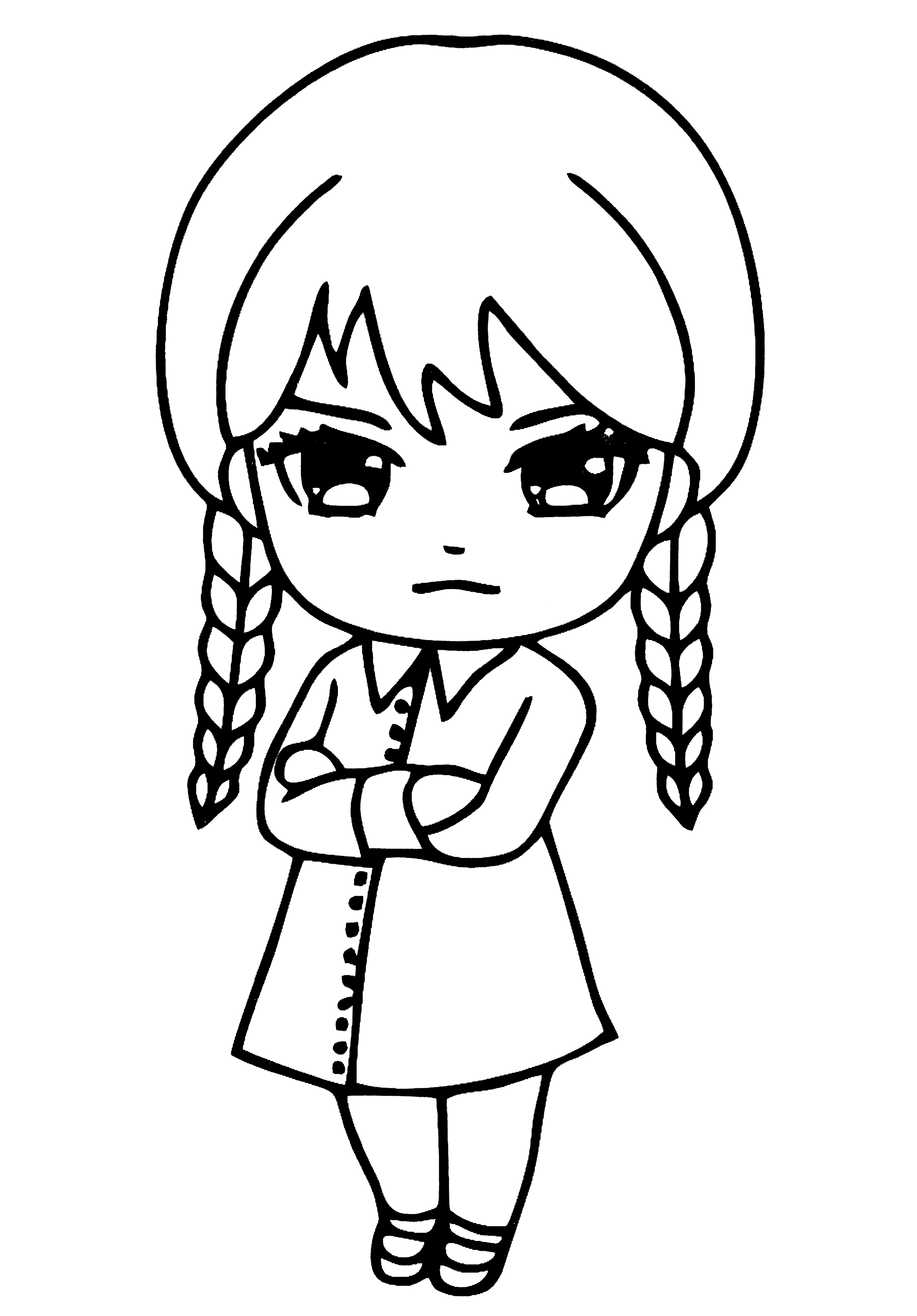 Раскраска Мультяшная Уэнсдей