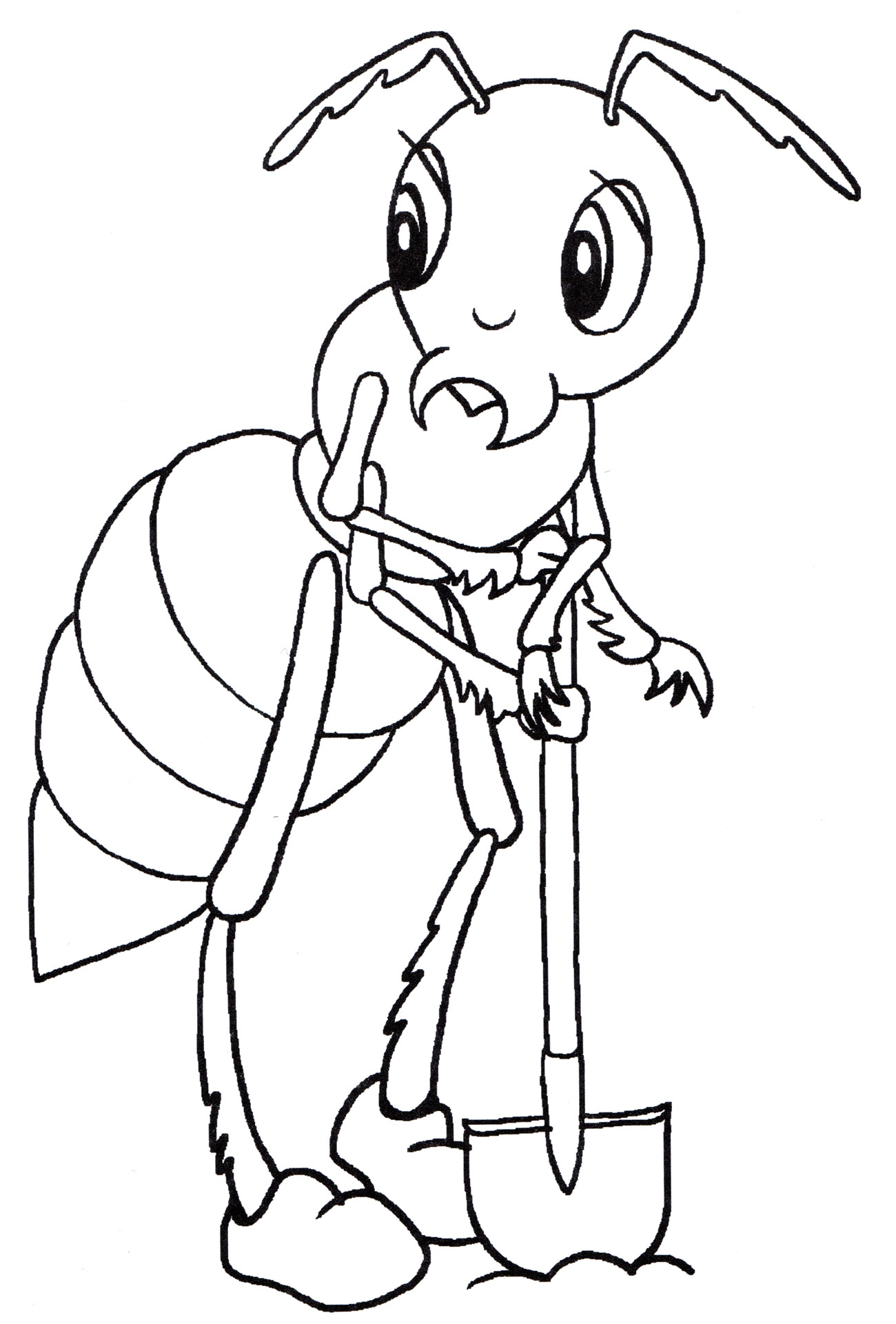 Раскраска Муравей с лопатой