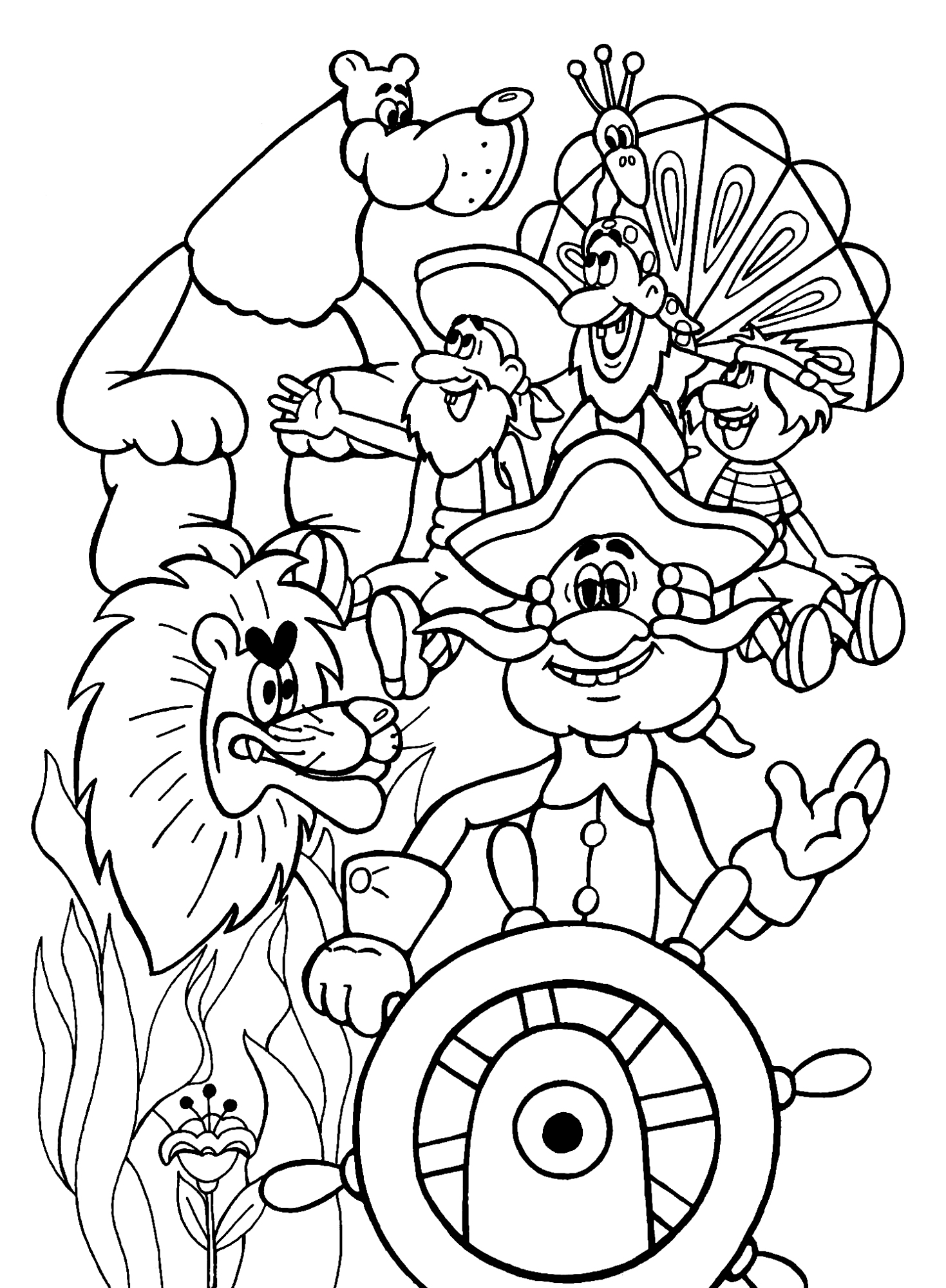 Раскраска Мюнхаузен и его друзья