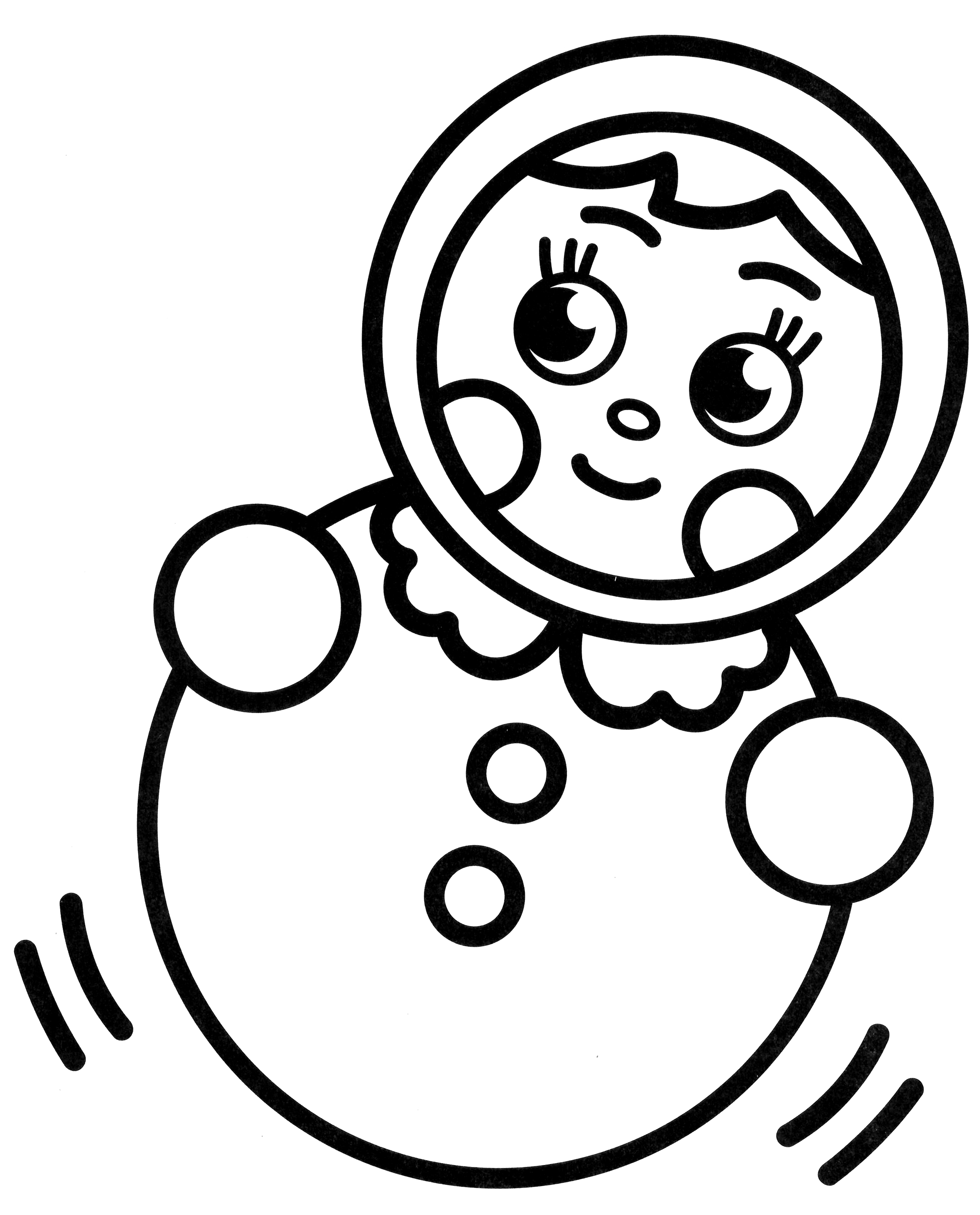 Раскраска Неваляшка с красными щёчками