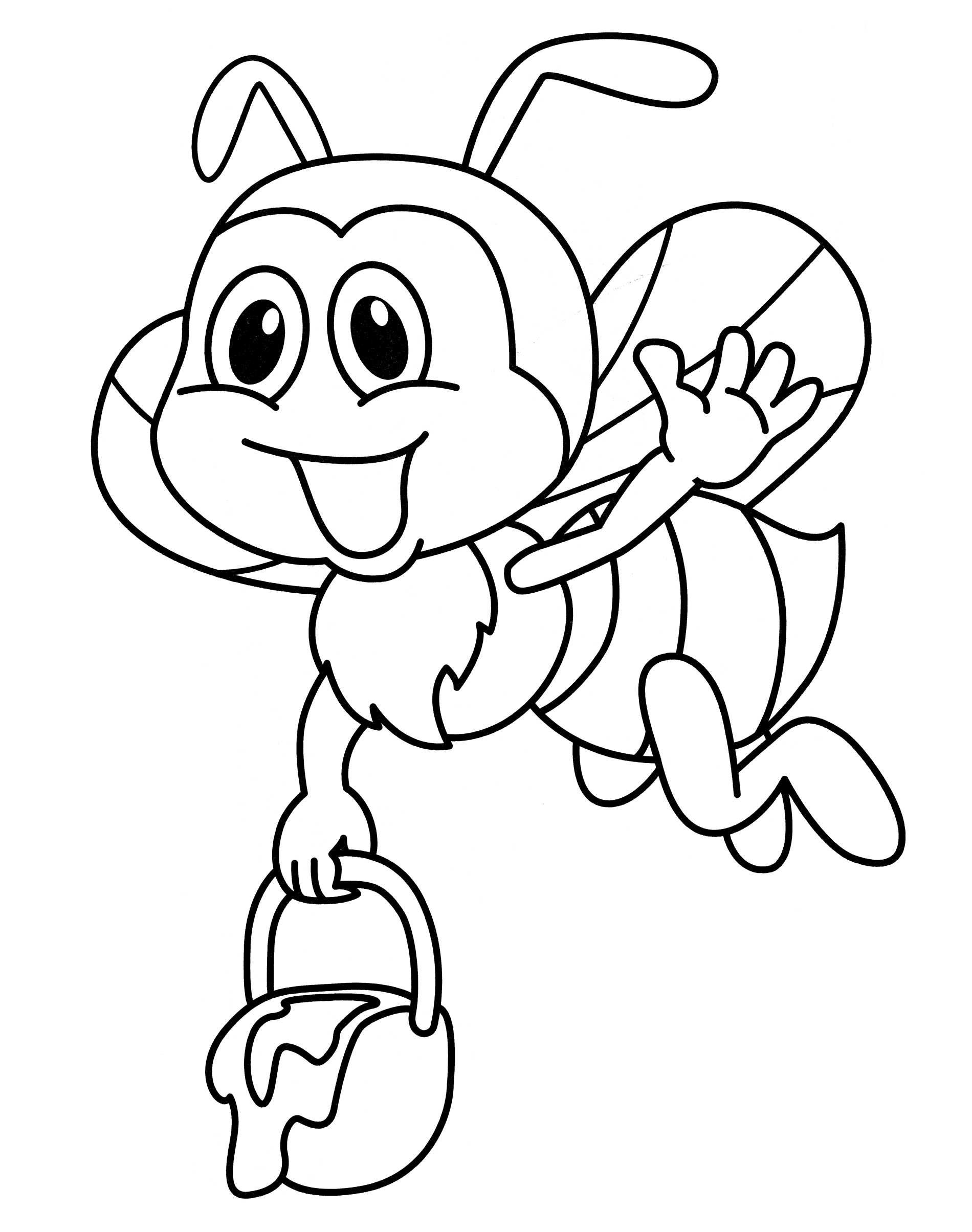 Раскраска Пчела с горшочком меда