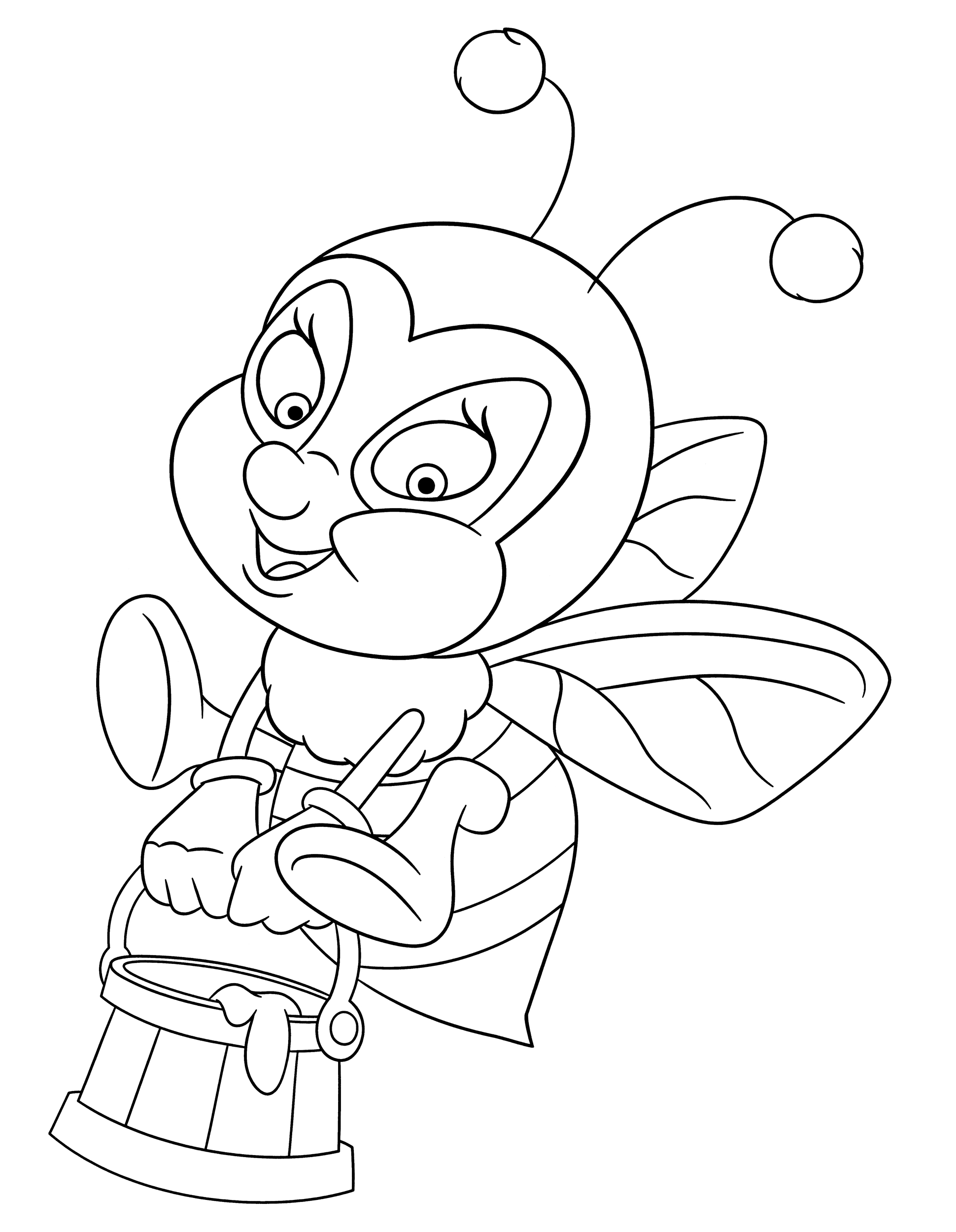 Раскраска Пчела с тяжелым горшочком меда