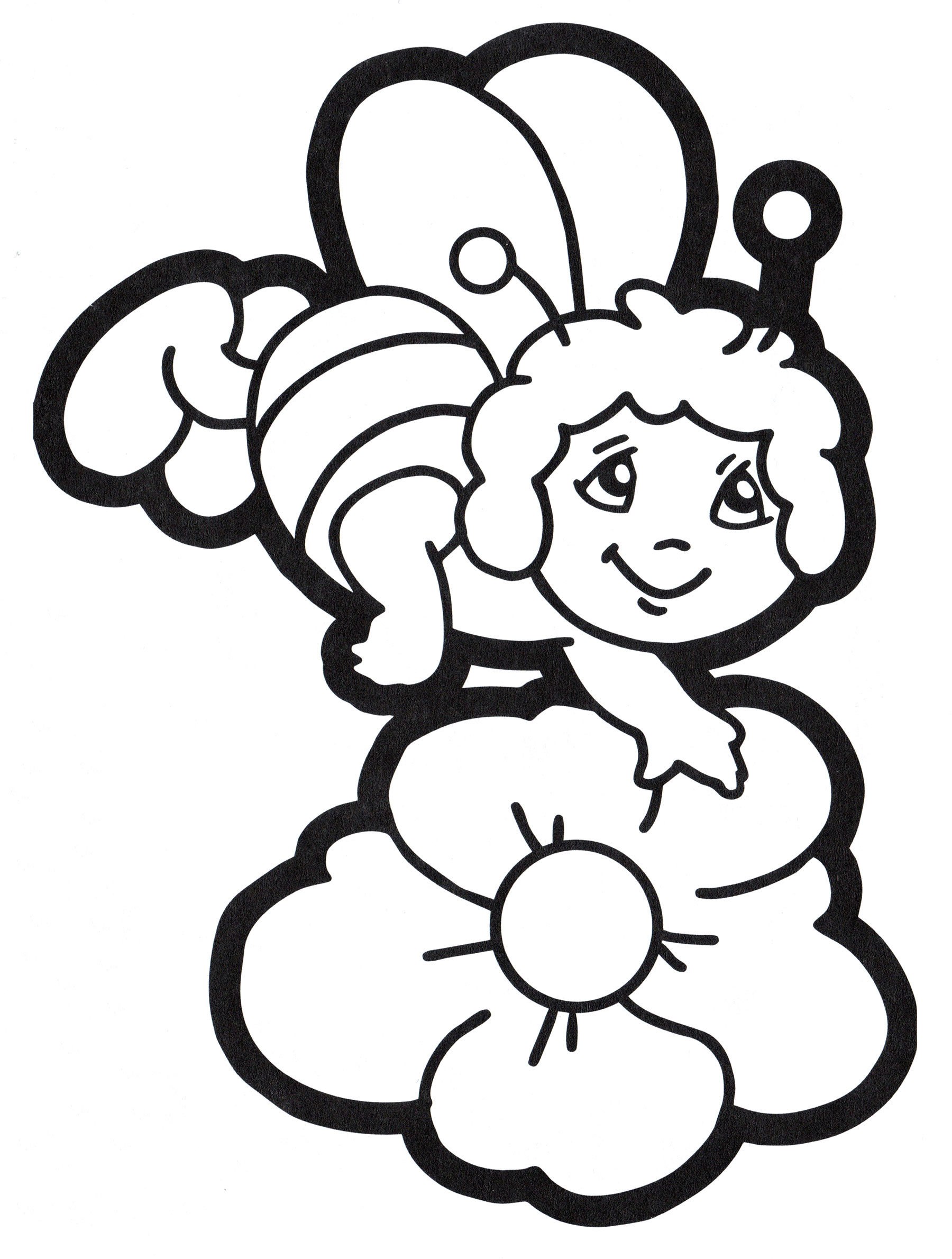 Раскраска Пчелка над цветочком