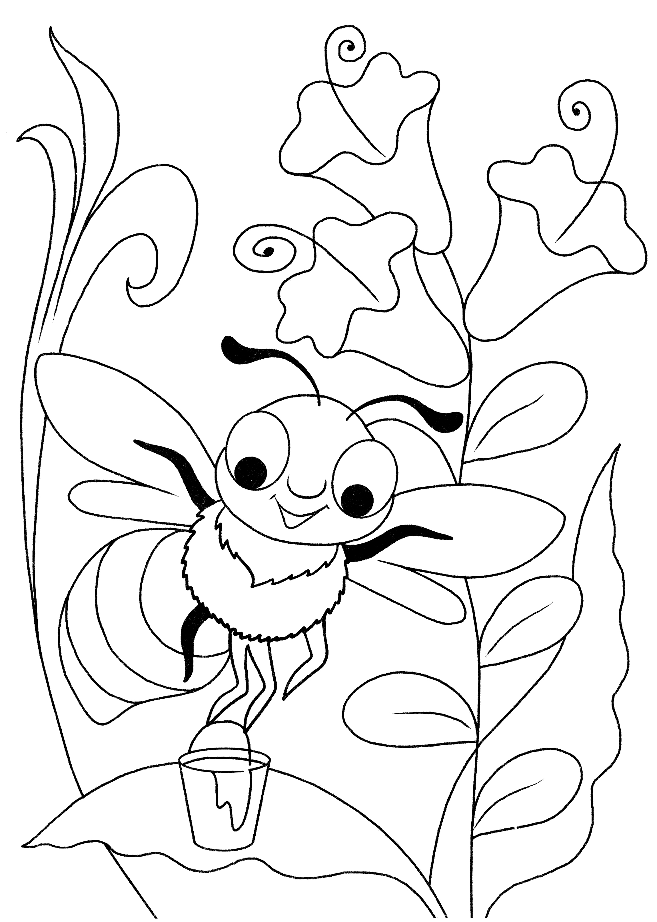 Раскраска Пчёлка и колокольчики