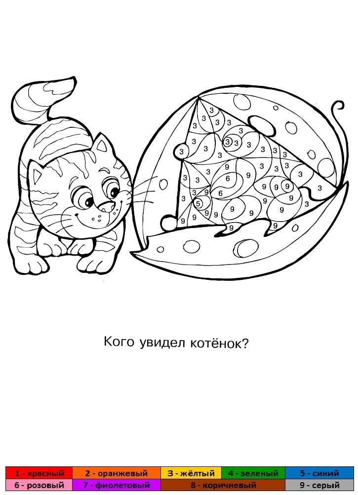 Раскраска по цифрам кот