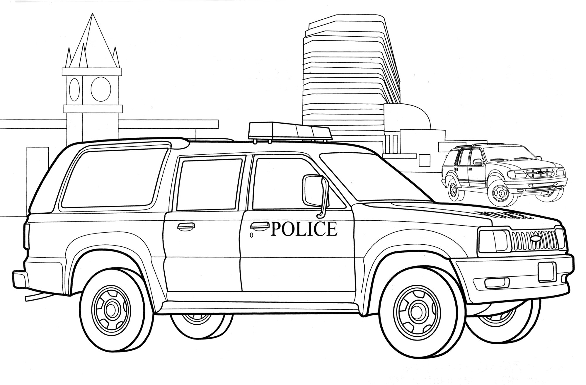 Раскраска Полицейский Ford Reider