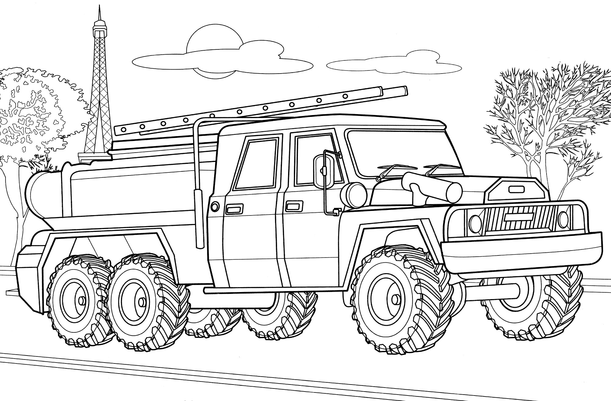 Раскраска Пожарный автомобиль Acmat TPK-6.41
