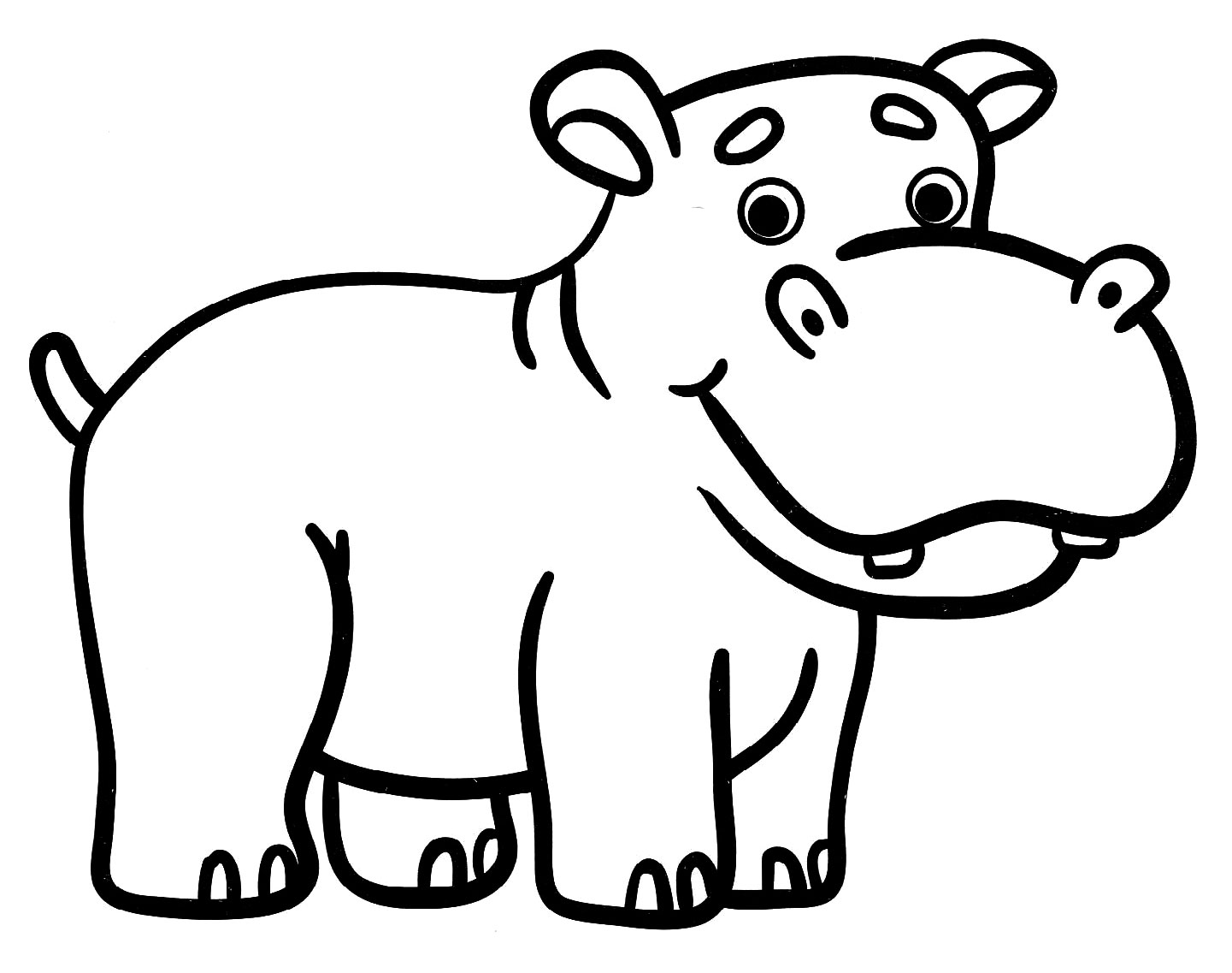 Раскраска Приветливый бегемотик