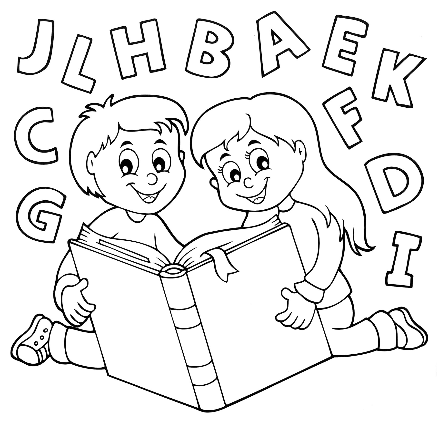 Раскраска Ребята учат английский