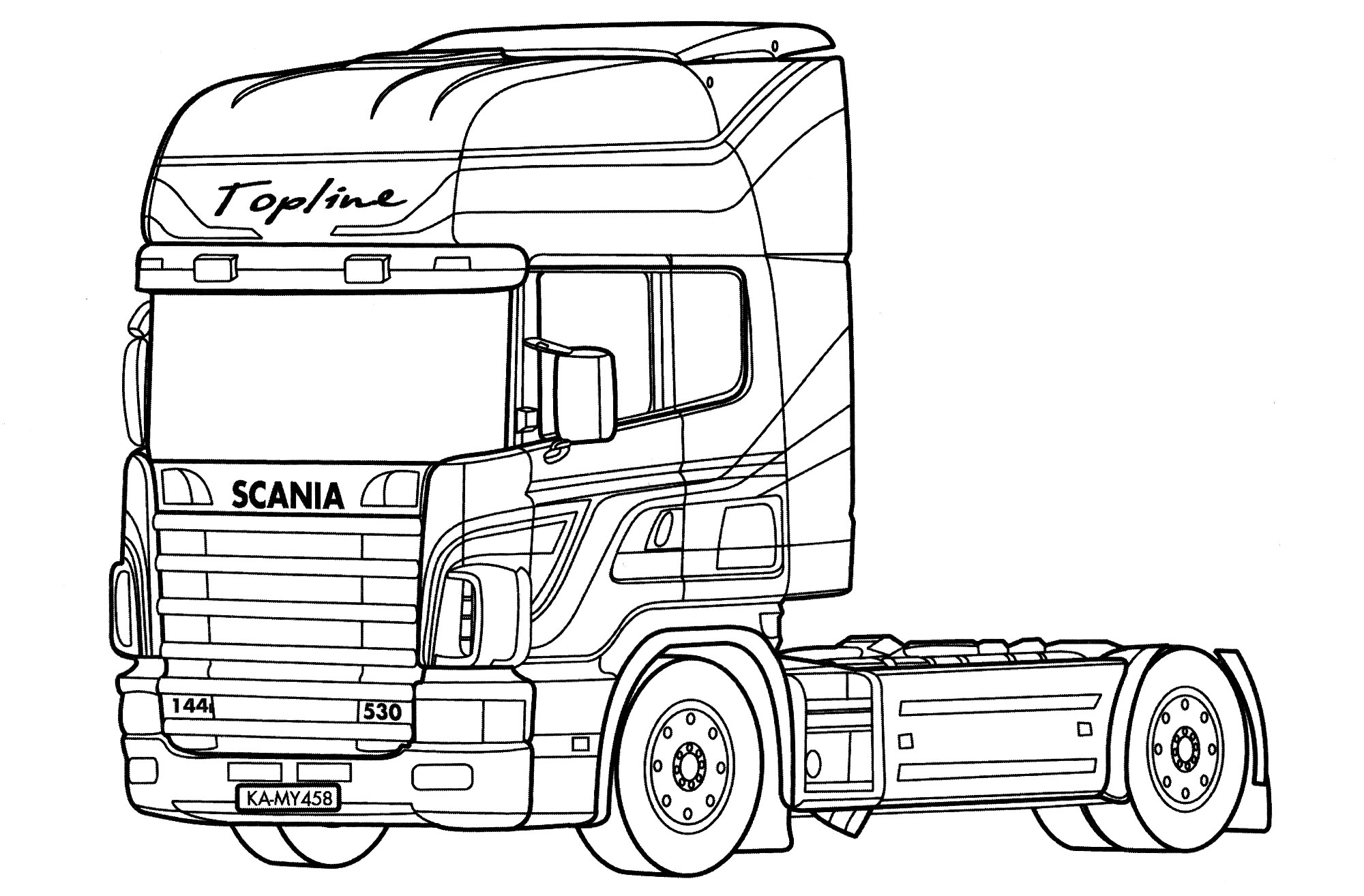 Раскраска Scania 144 Topline