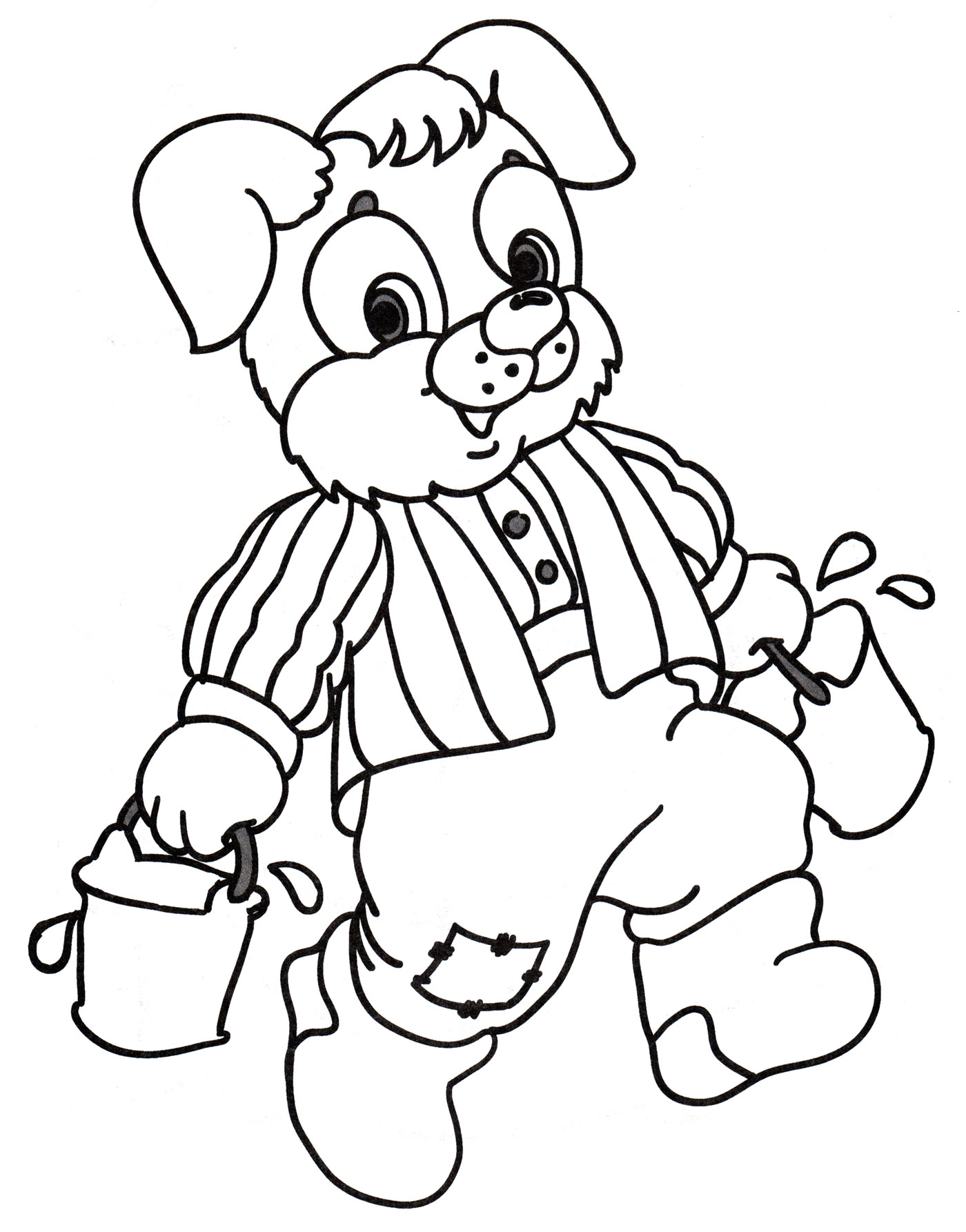 Раскраска Щенок идет за водой