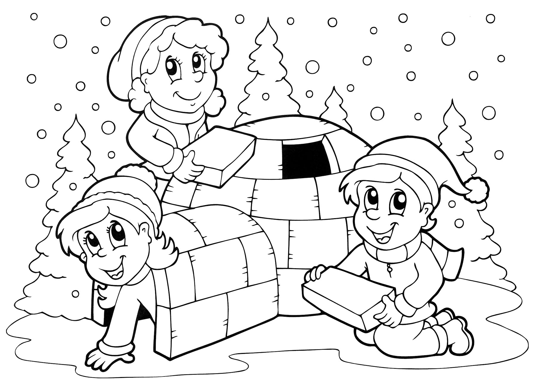 Раскраска Семейка строит иглу