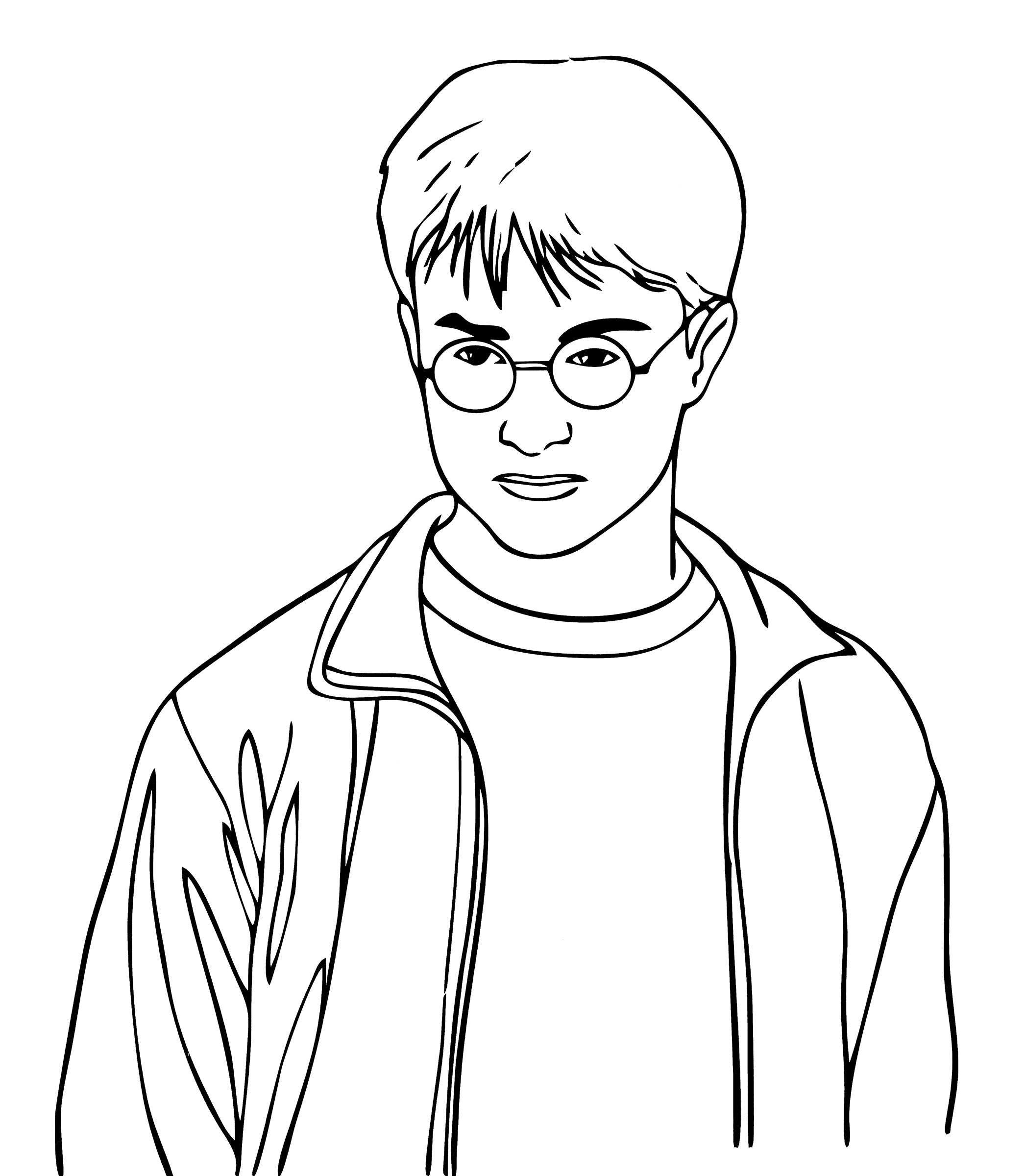 Раскраска Серьёзный Гарри Поттер