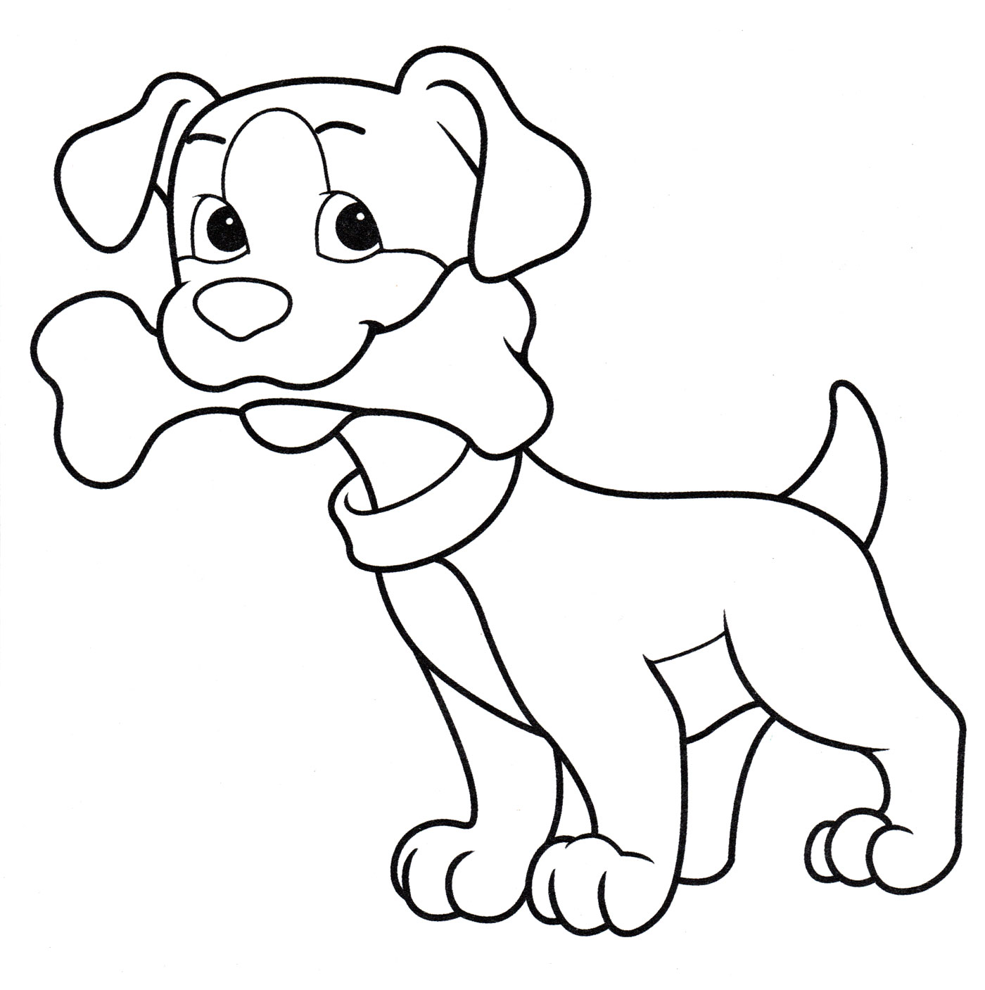 Раскраска Собачка держит кость