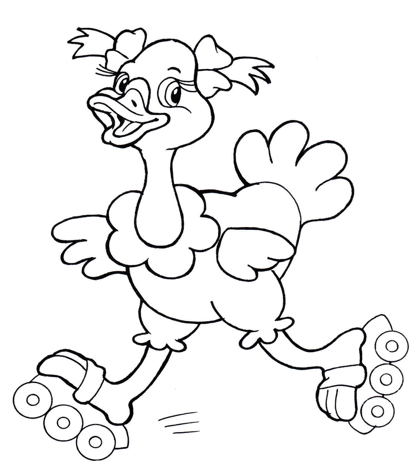 Раскраска Страус на роликах