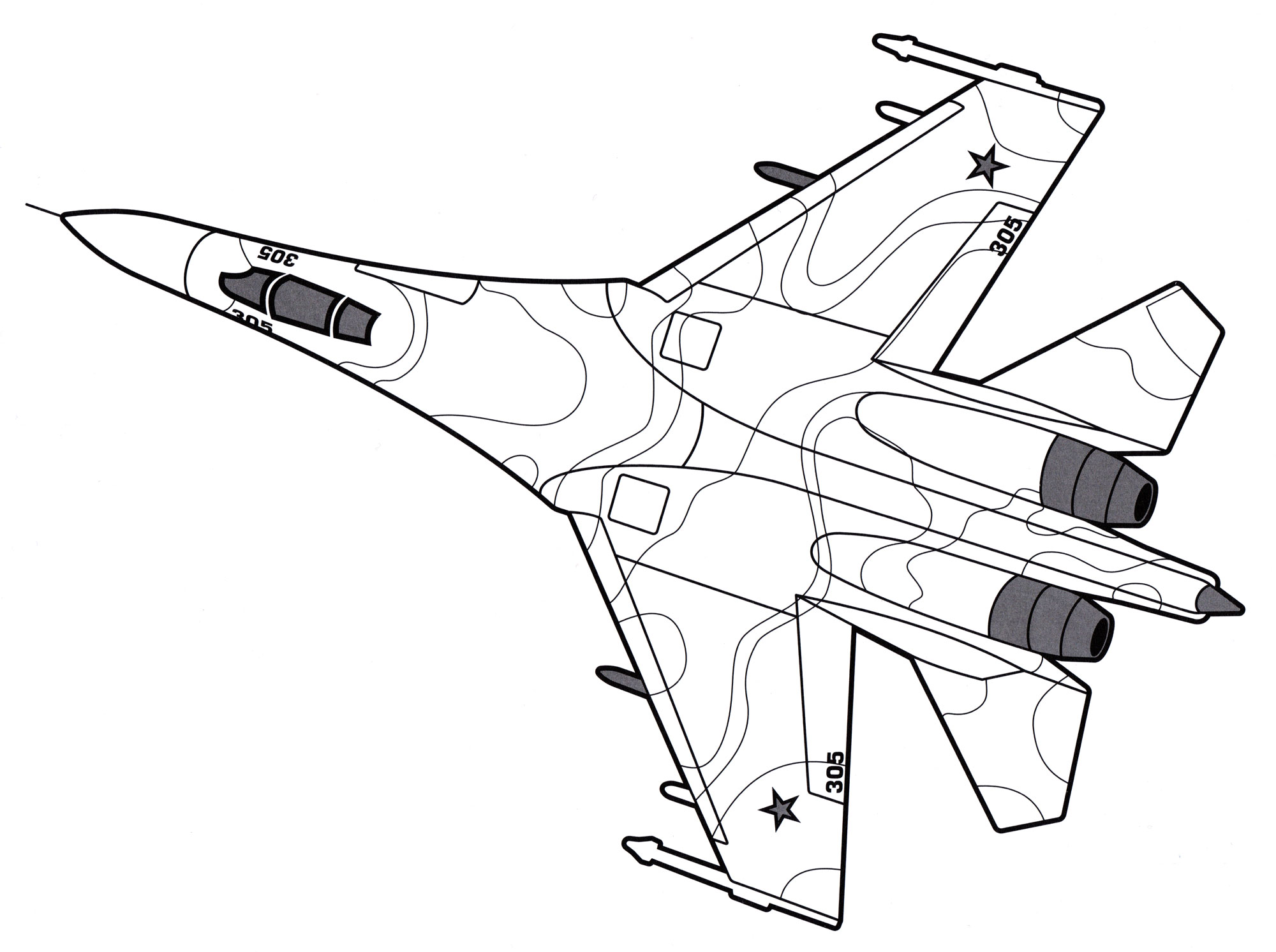 Раскраска Су-27