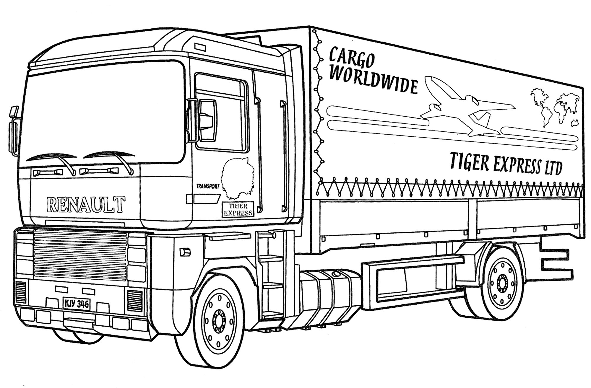 Раскраска Tiger Express Truck