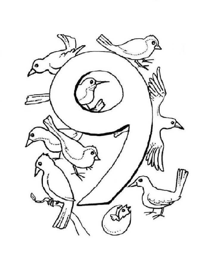 Раскраска цифра 9