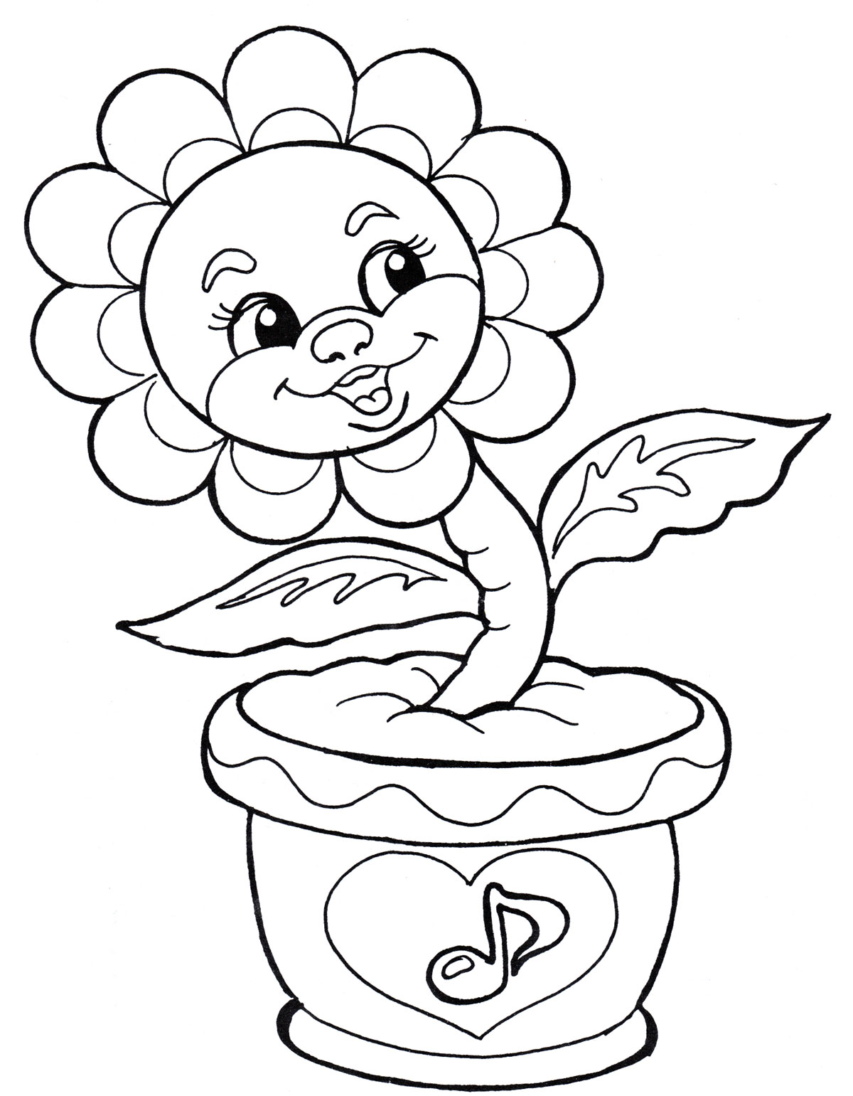 Раскраска Цветочек в горшке