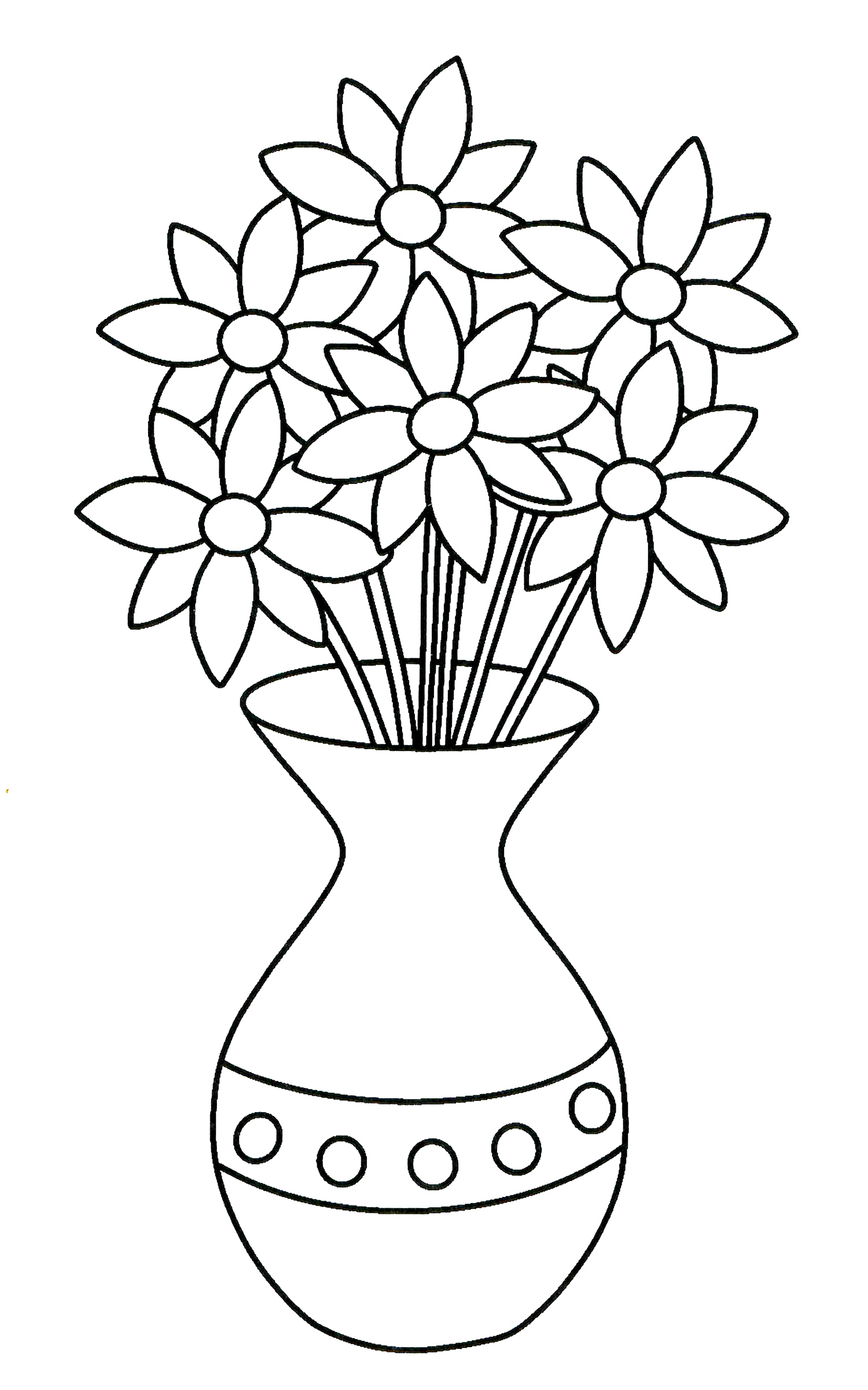 Раскраска Цветочки в вазе