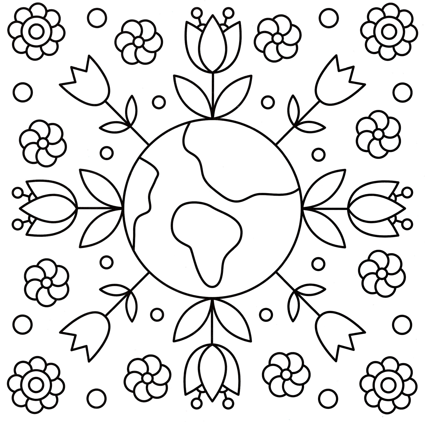 Раскраска Цветочная планета