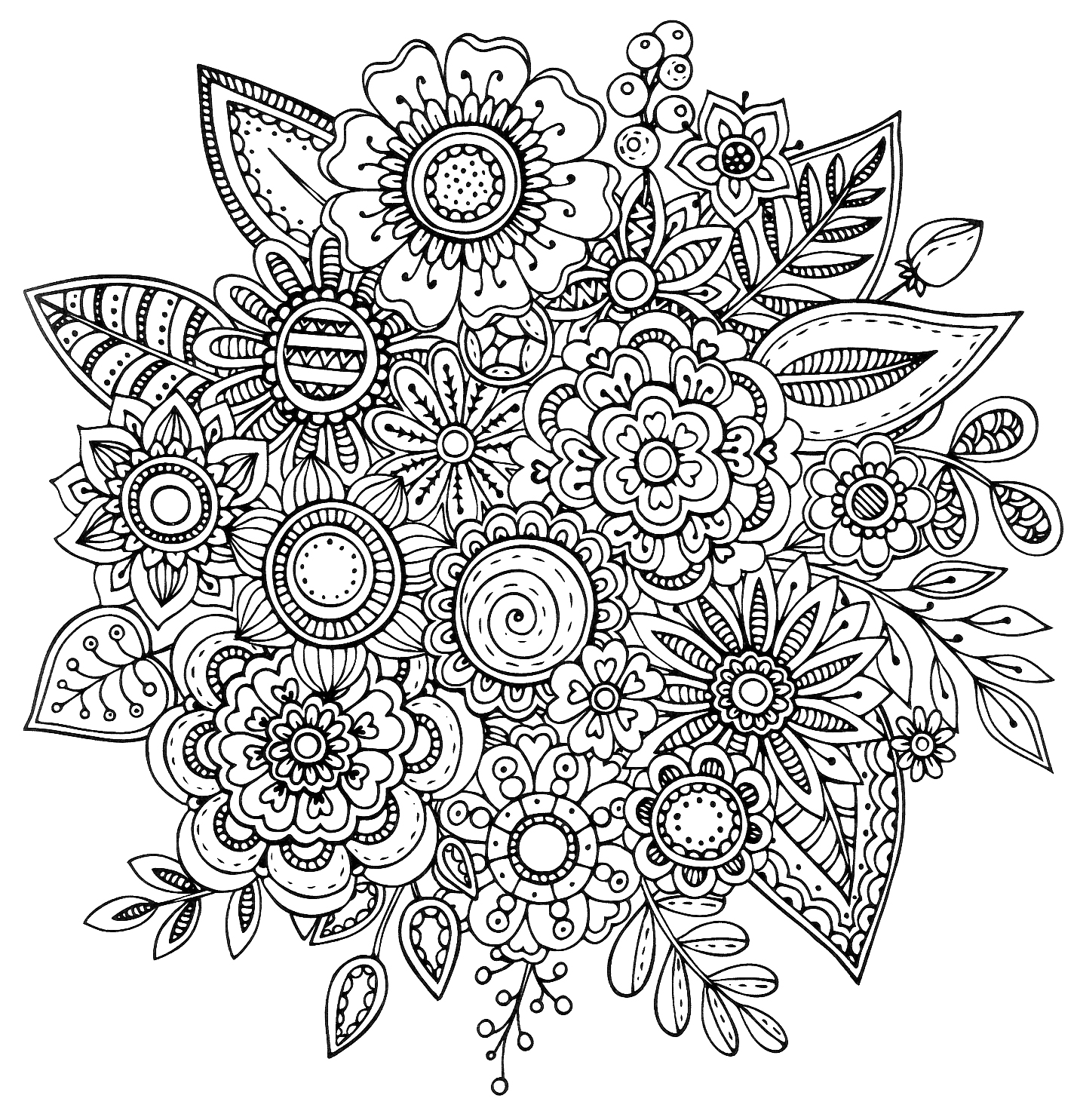 Раскраска Цветочный хоровод