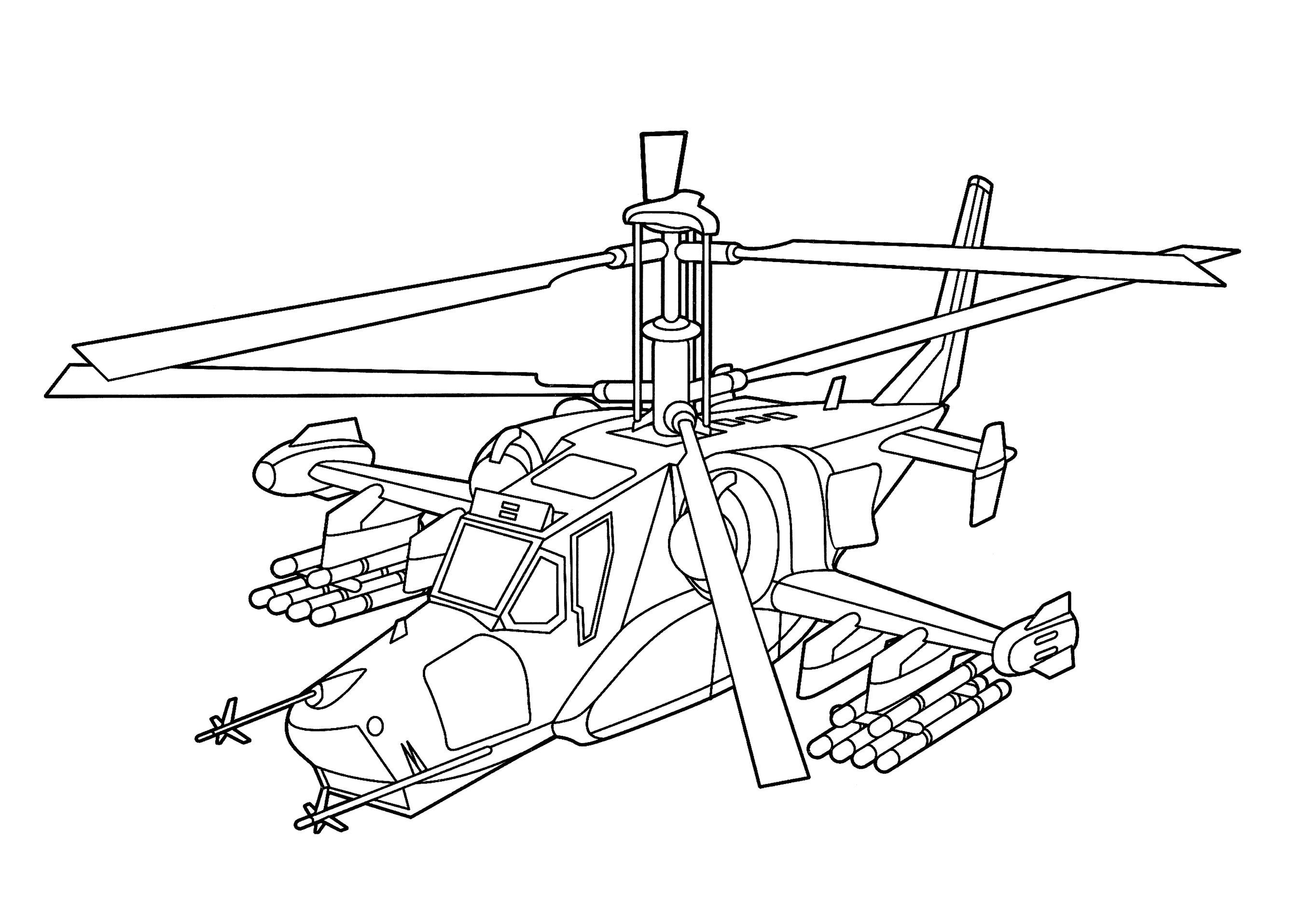 Раскраска Ударный вертолёт Ка-50 "Чёрная акула"