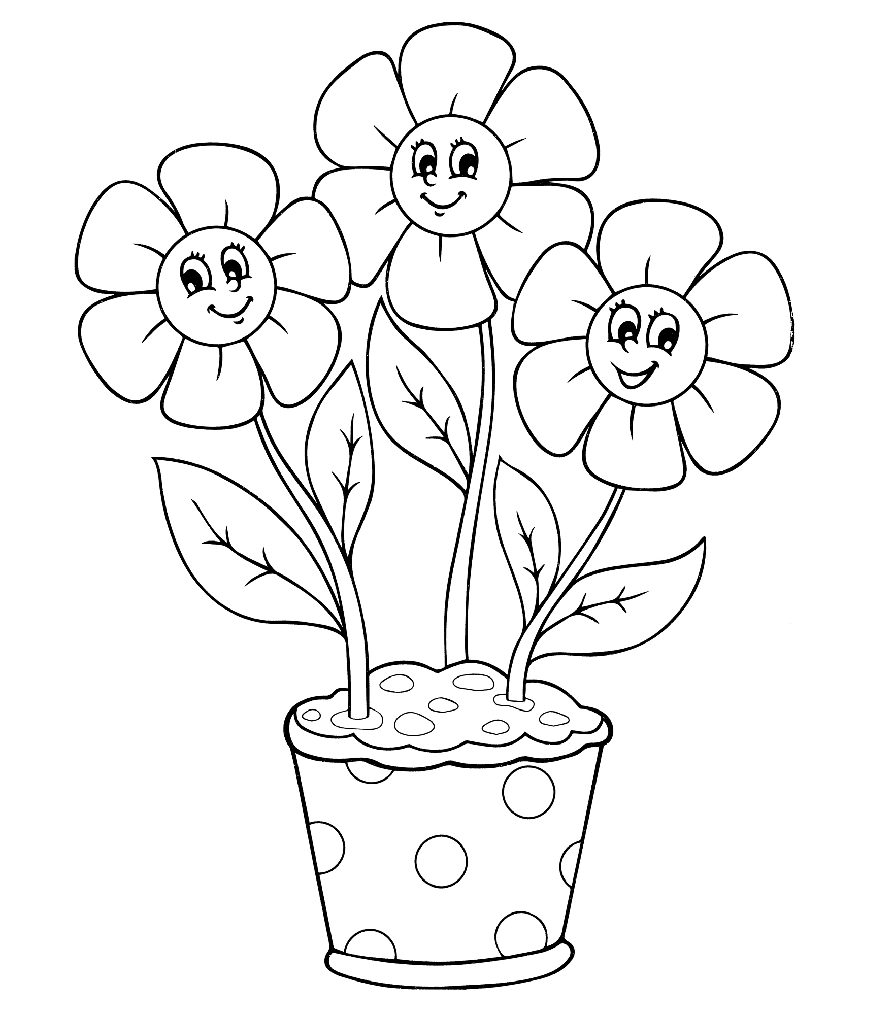 Раскраска Улыбающиеся ромашки