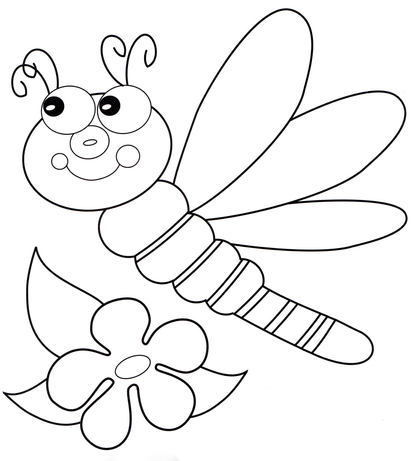 Раскраска Веселая стрекоза