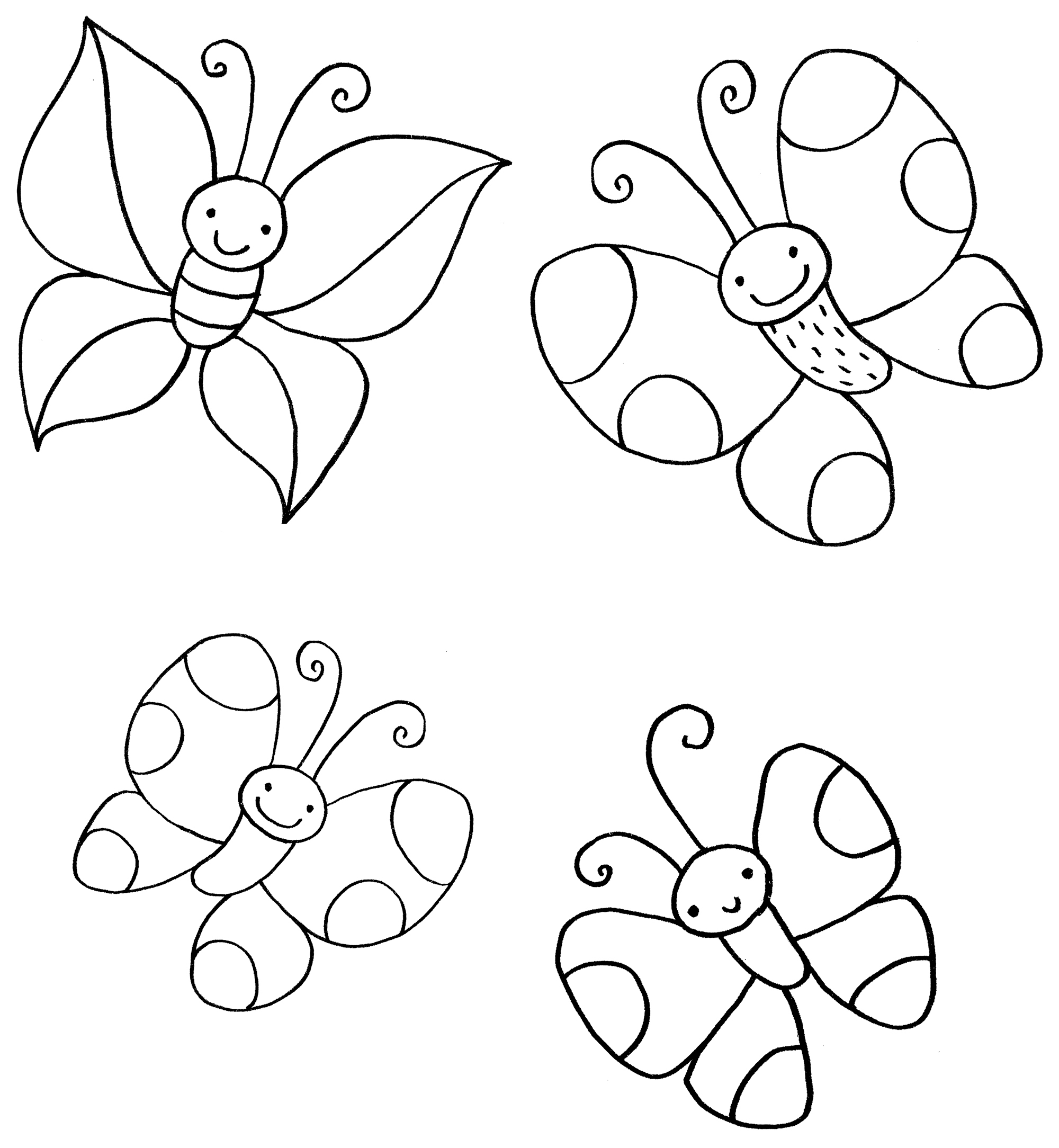 Раскраска Весёлые бабочки