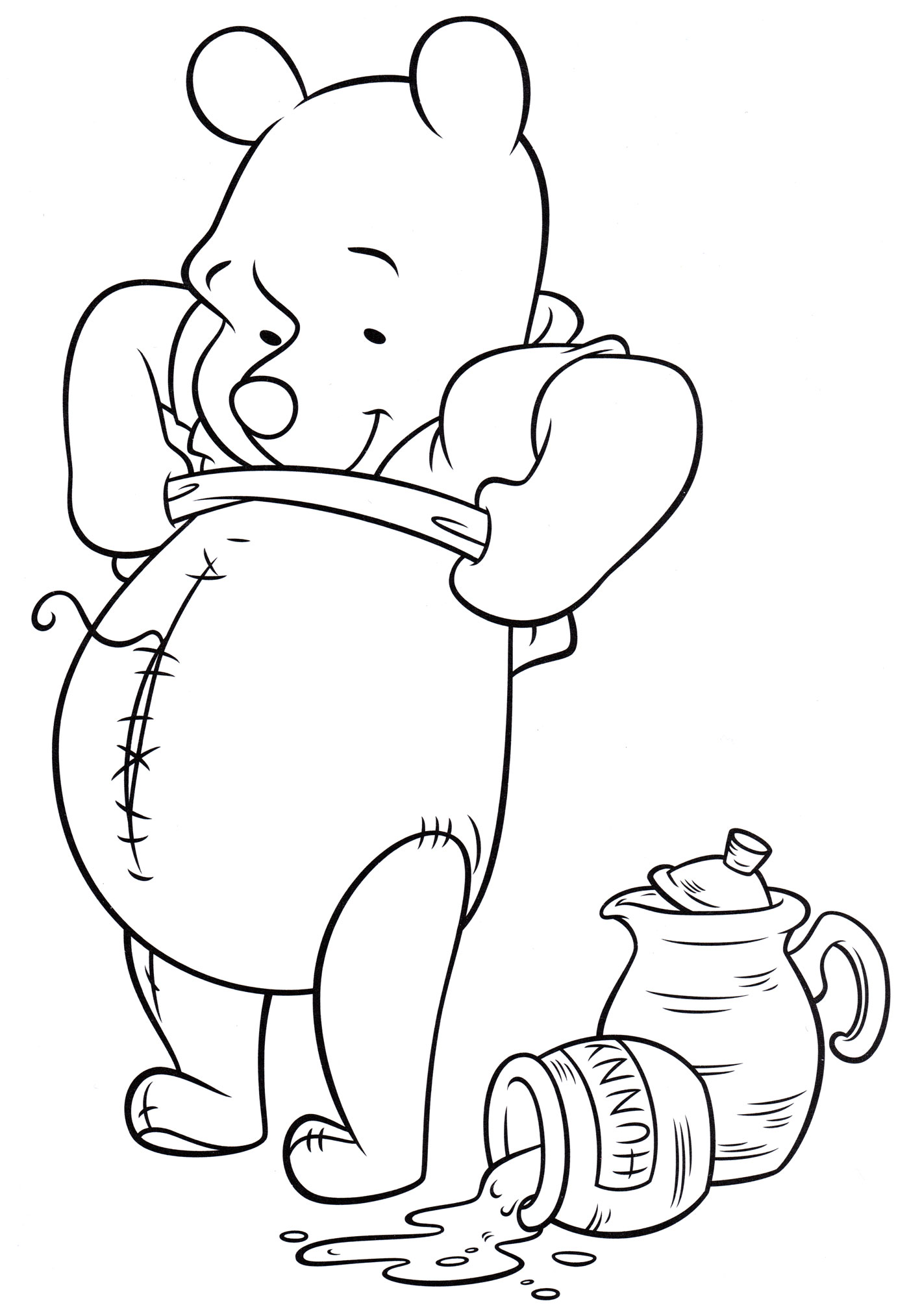 Раскраска Винни Пух объелся