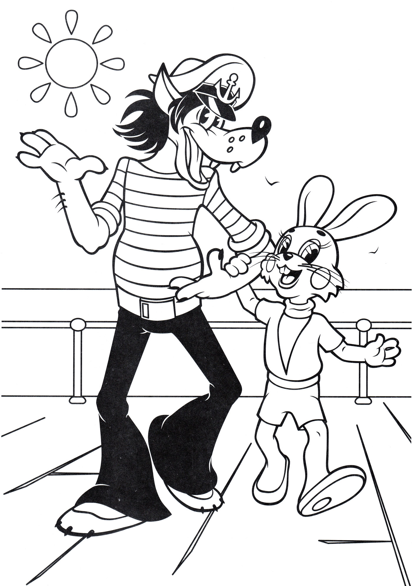 Раскраска Волк и заяц