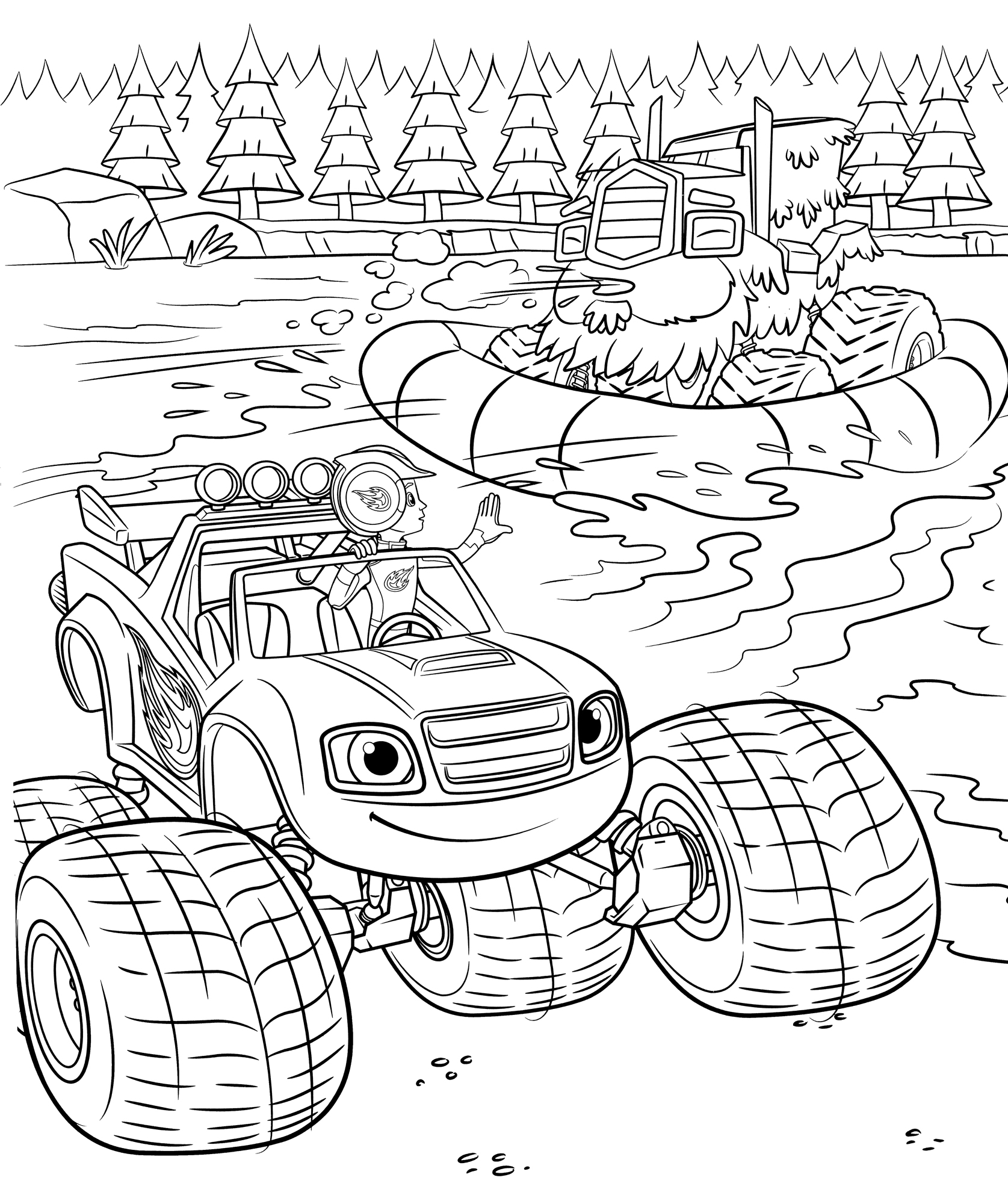 Раскраска Вспыш около озера