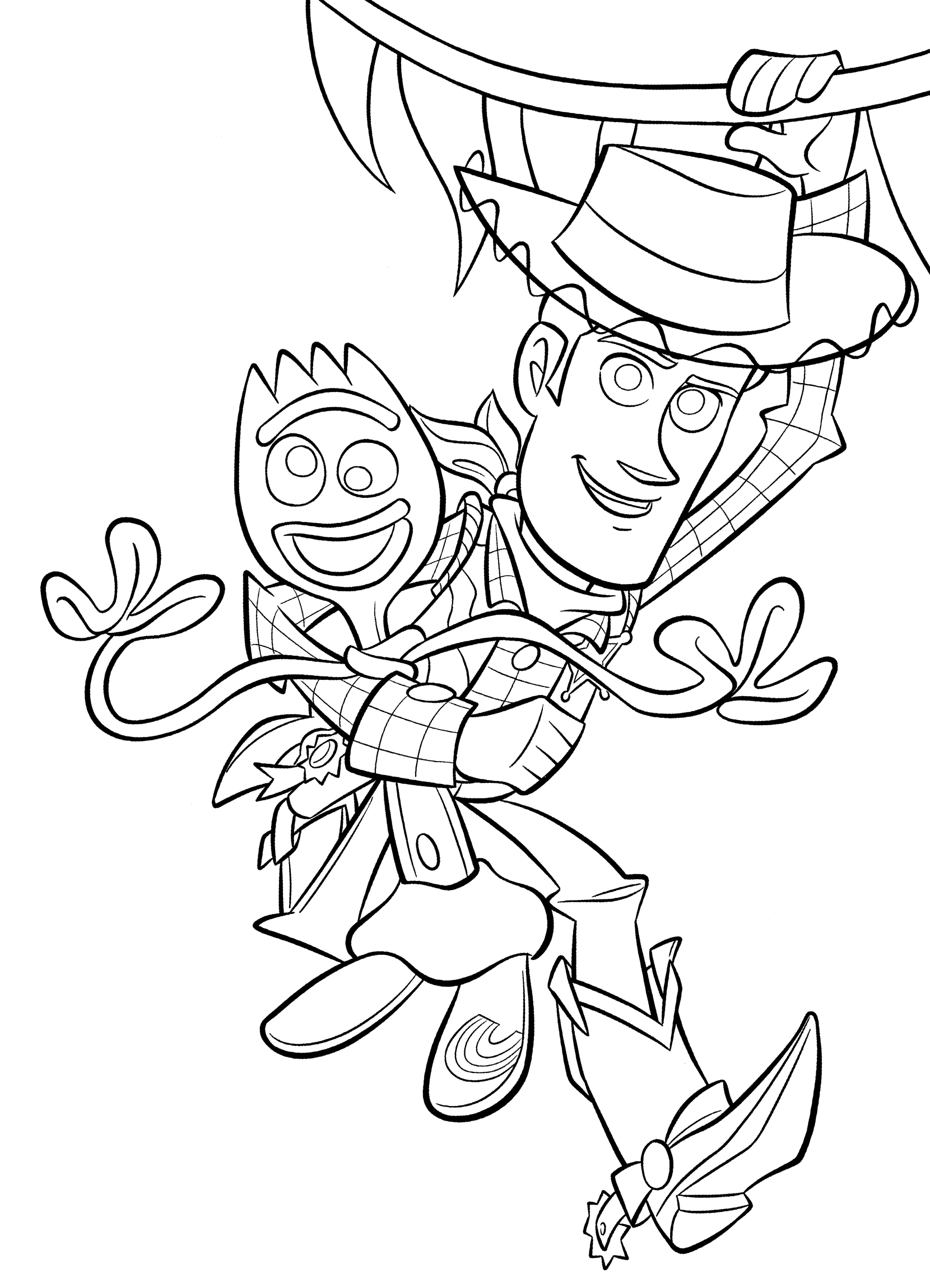 Раскраска Вуди спасает Форки