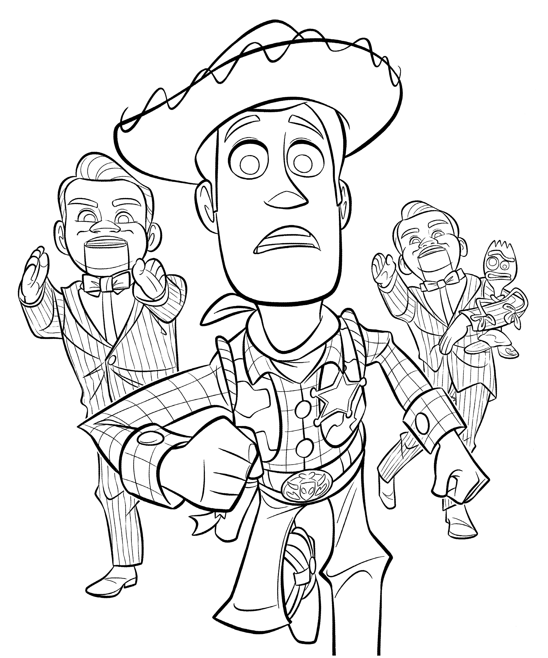 Раскраска Вуди убегает от марионеток