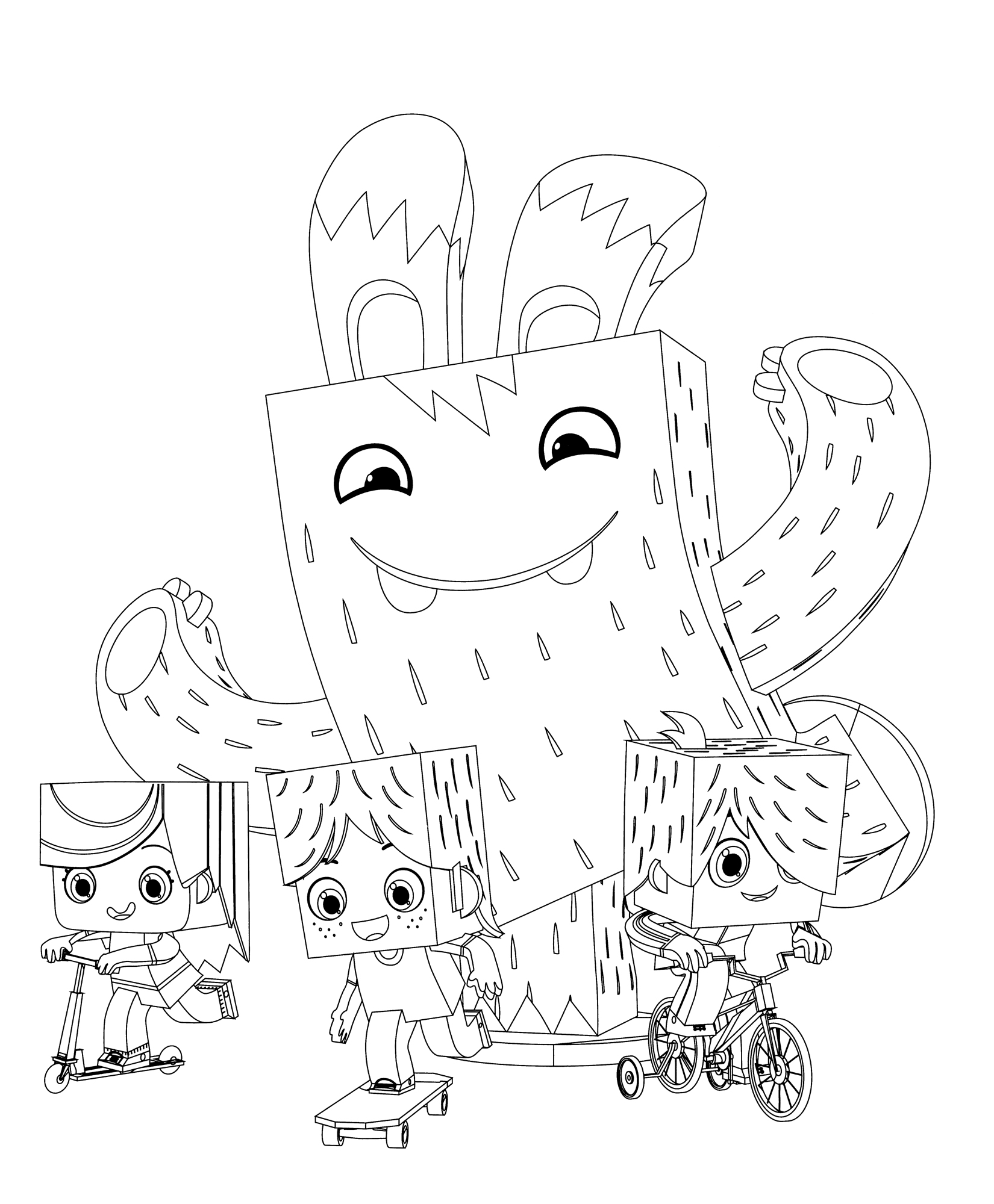 Раскраска Йоко бегает с друзьями