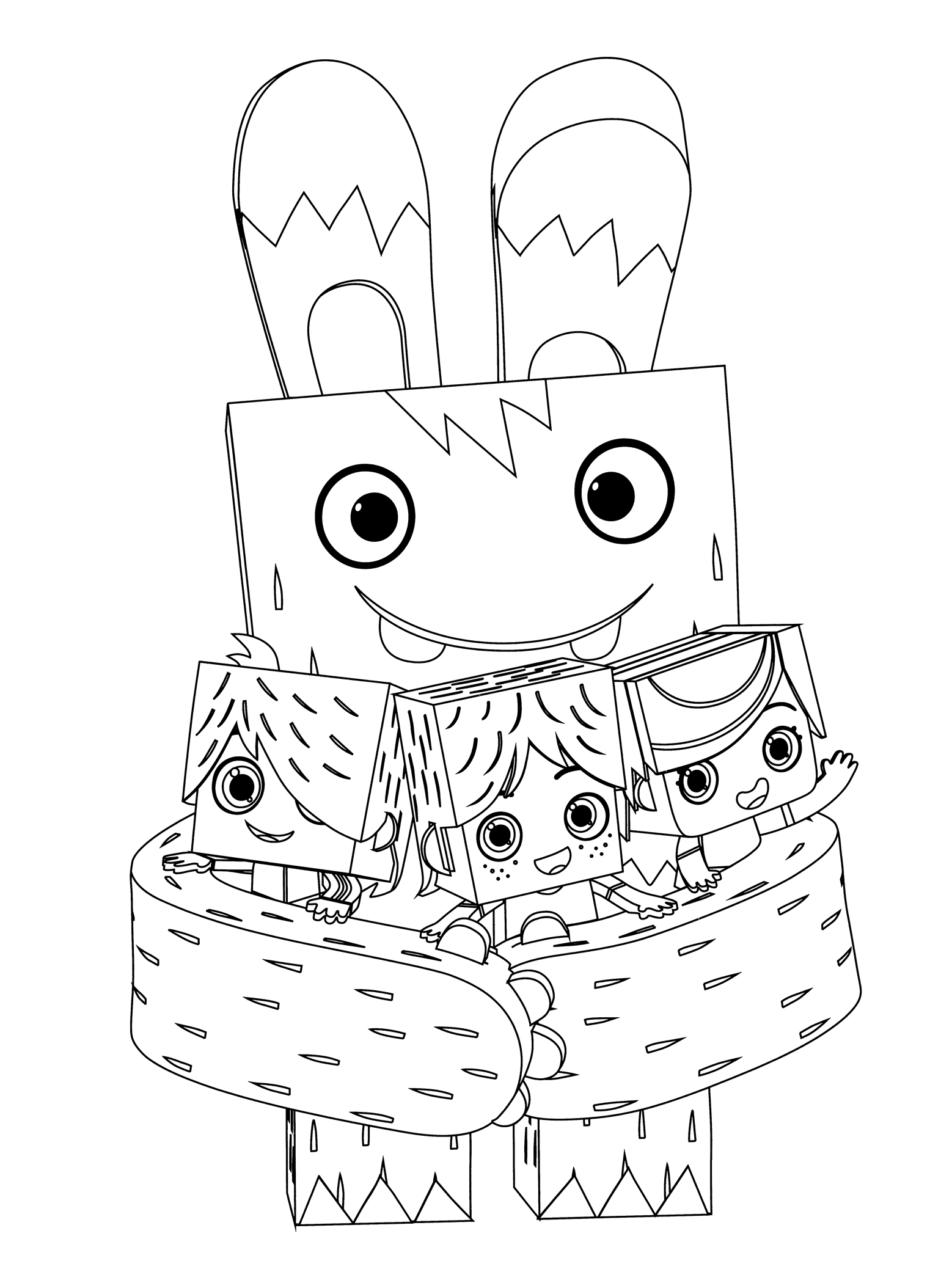 Раскраска Йоко обнимает своих друзей