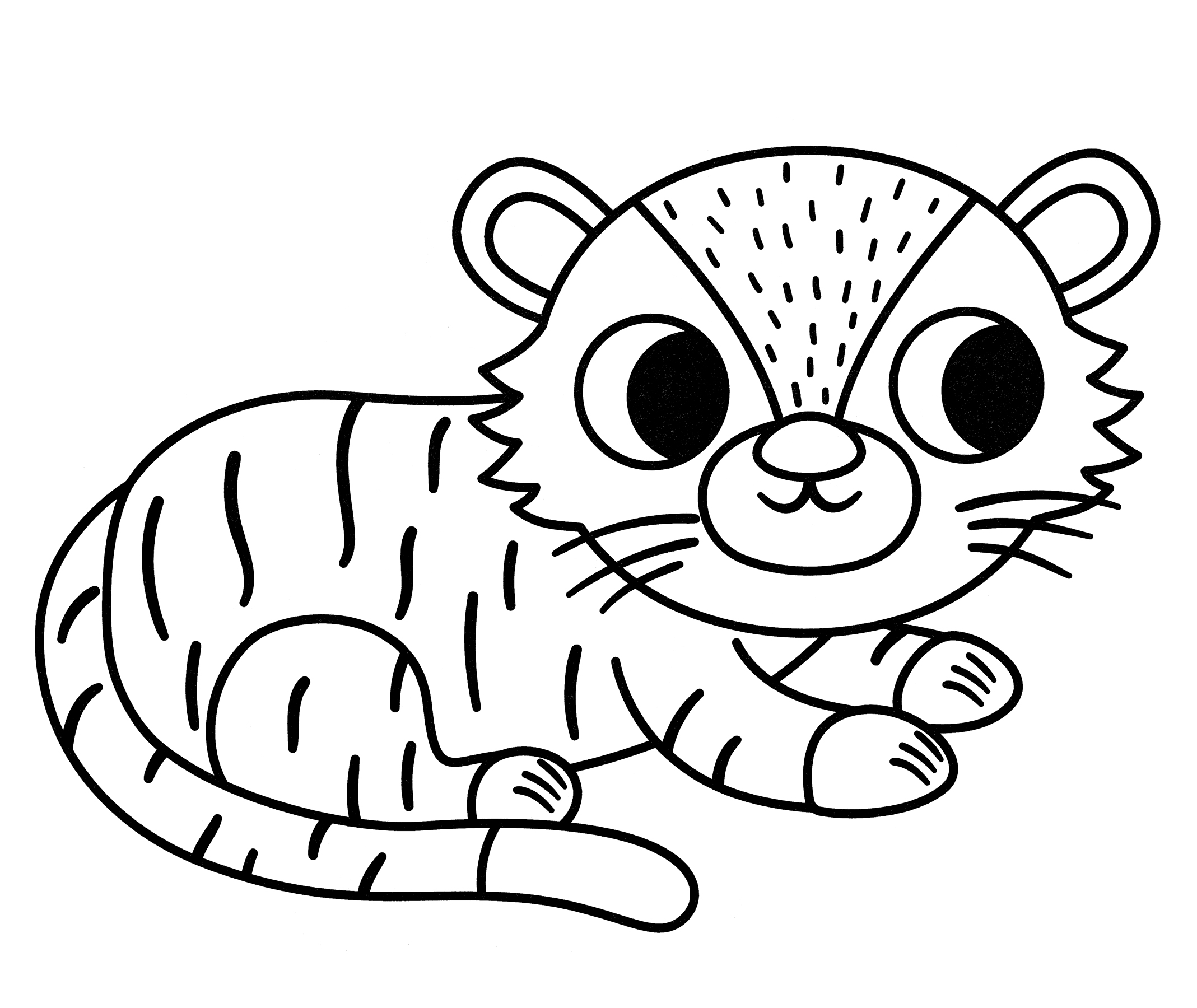 Раскраска Заинтересованный тигренок