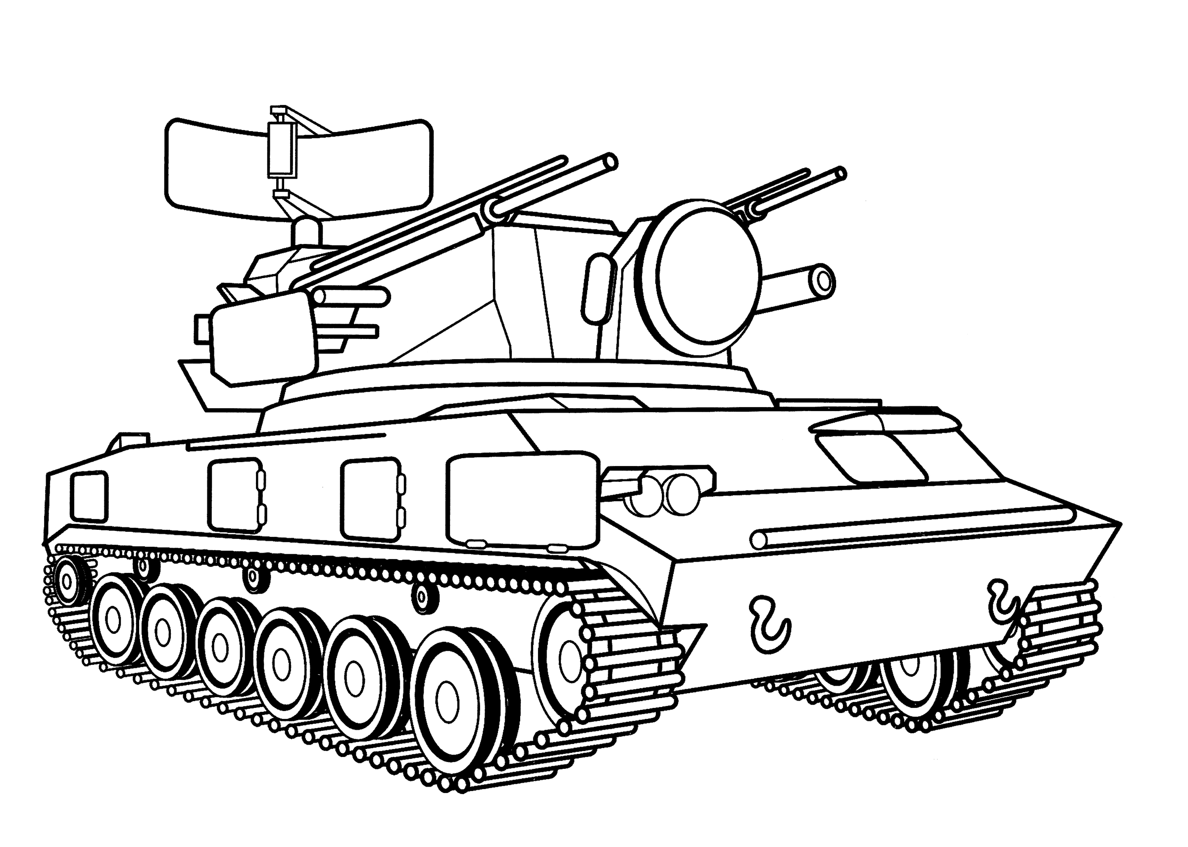 Раскраска Зенитная самоходная установка 2С6 "Тунгуска"