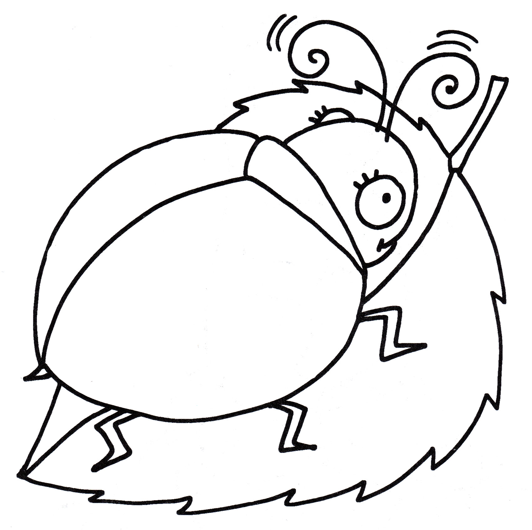 Раскраска Жук на листочке