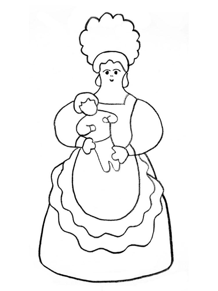 Рисунок Дымковская барышня