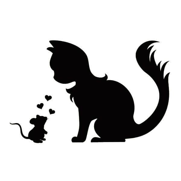 Трафарет кошка и мышка