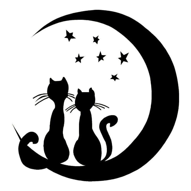Трафарет кошки на месяце